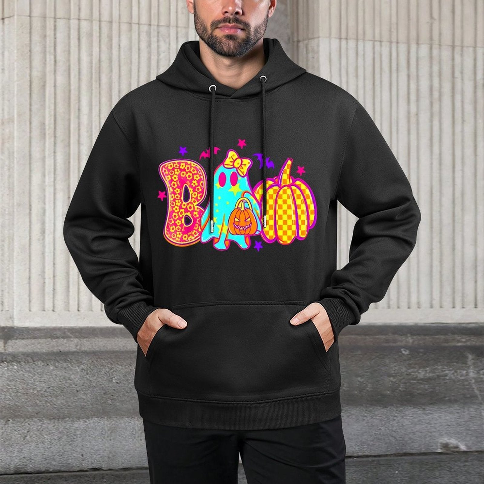 Coquette Bow Boo Ghost Halloween Pumpkin Spooky Season Women Breathable Fabric Hoodie