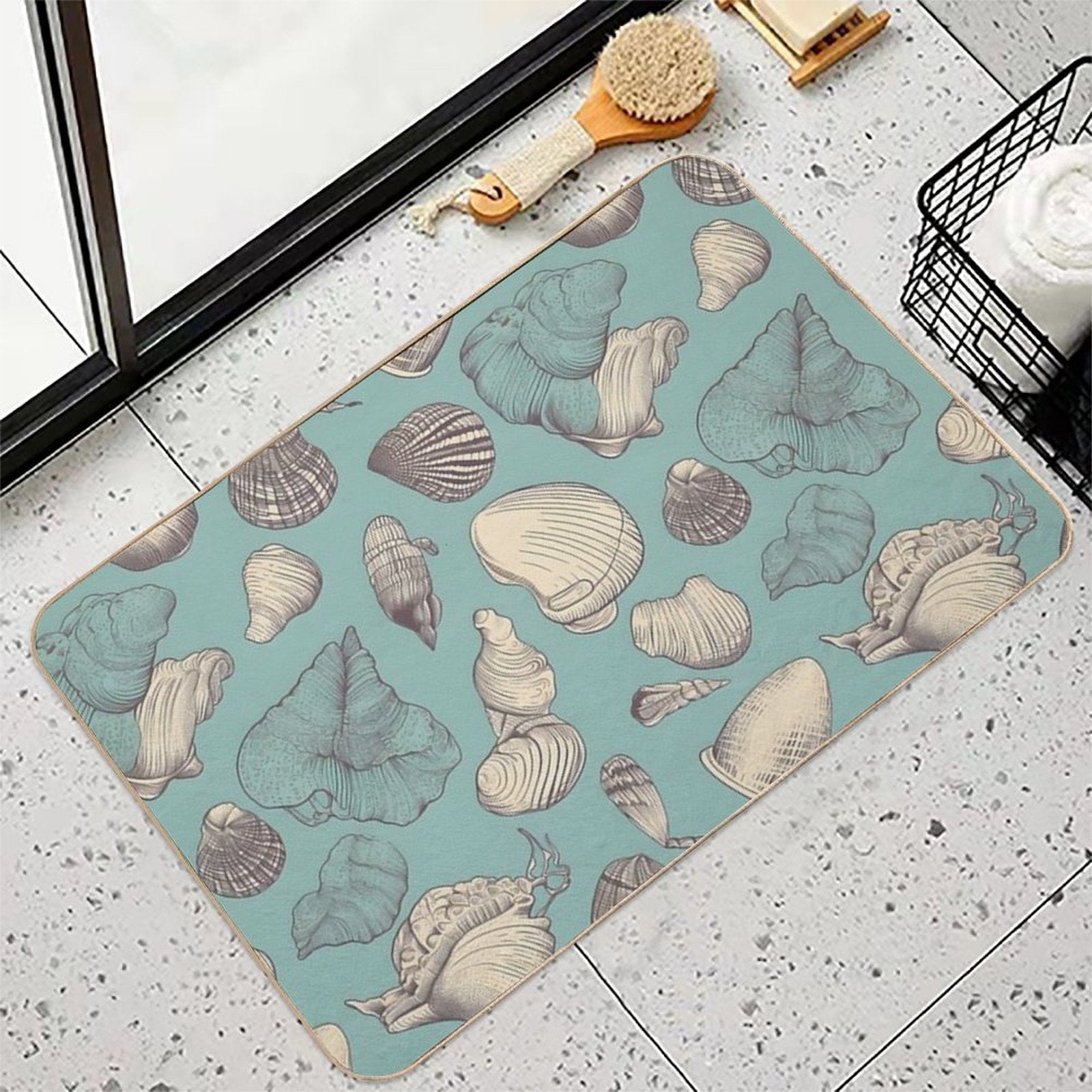 Shells Design  Fade-Resistant Bath Mat