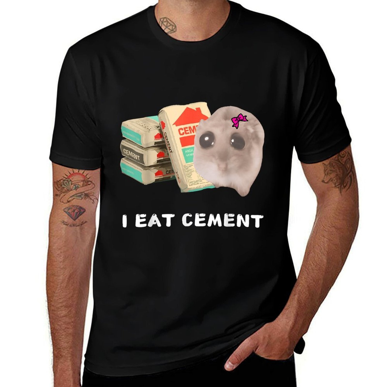 I Eat Cement Sad Hamster Meme Internet Memes Funny Memes Kid  High-quality Stitching T-Shirt