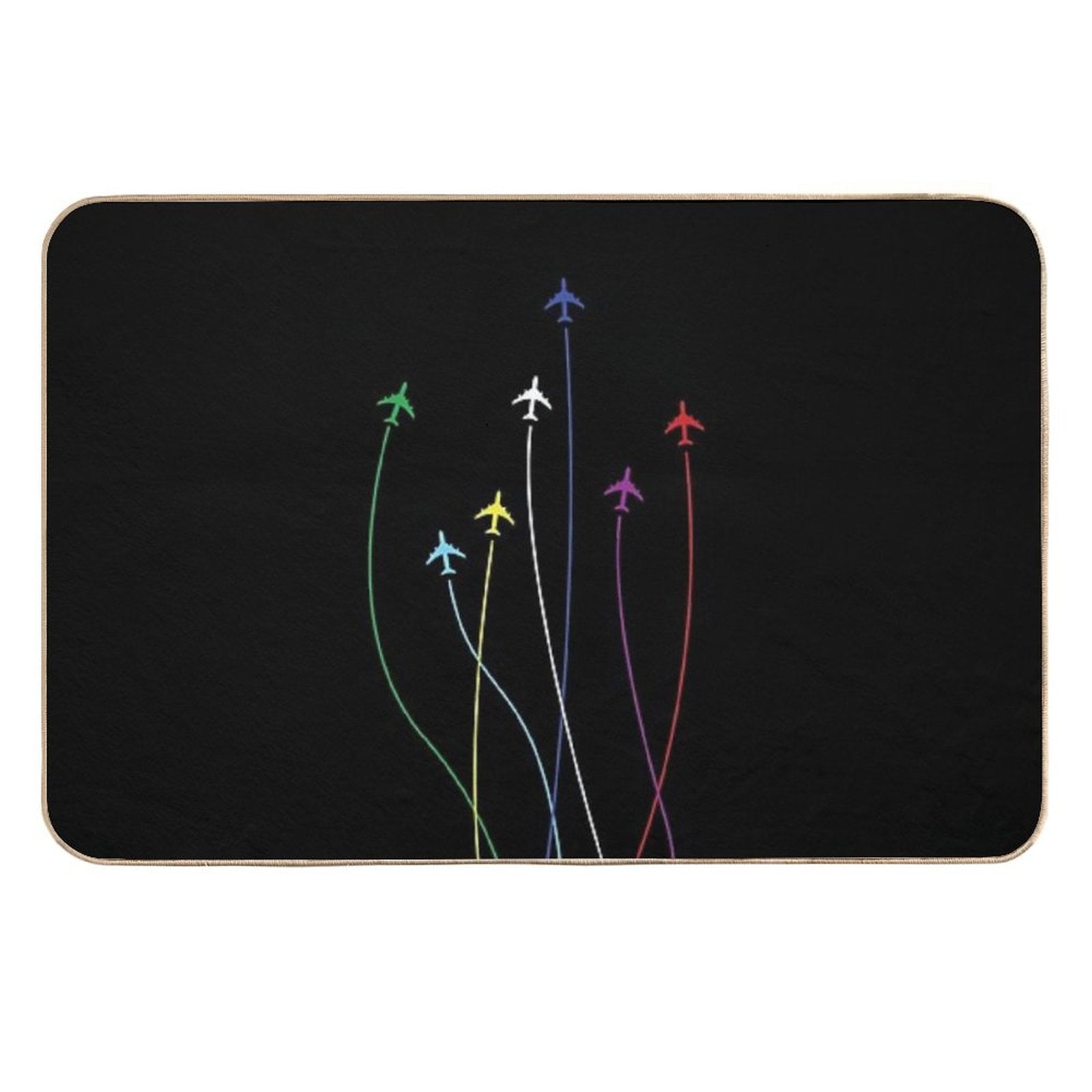 Rainbow Airplanes Flying on Eachother  Rapid-Drying Bath Mat
