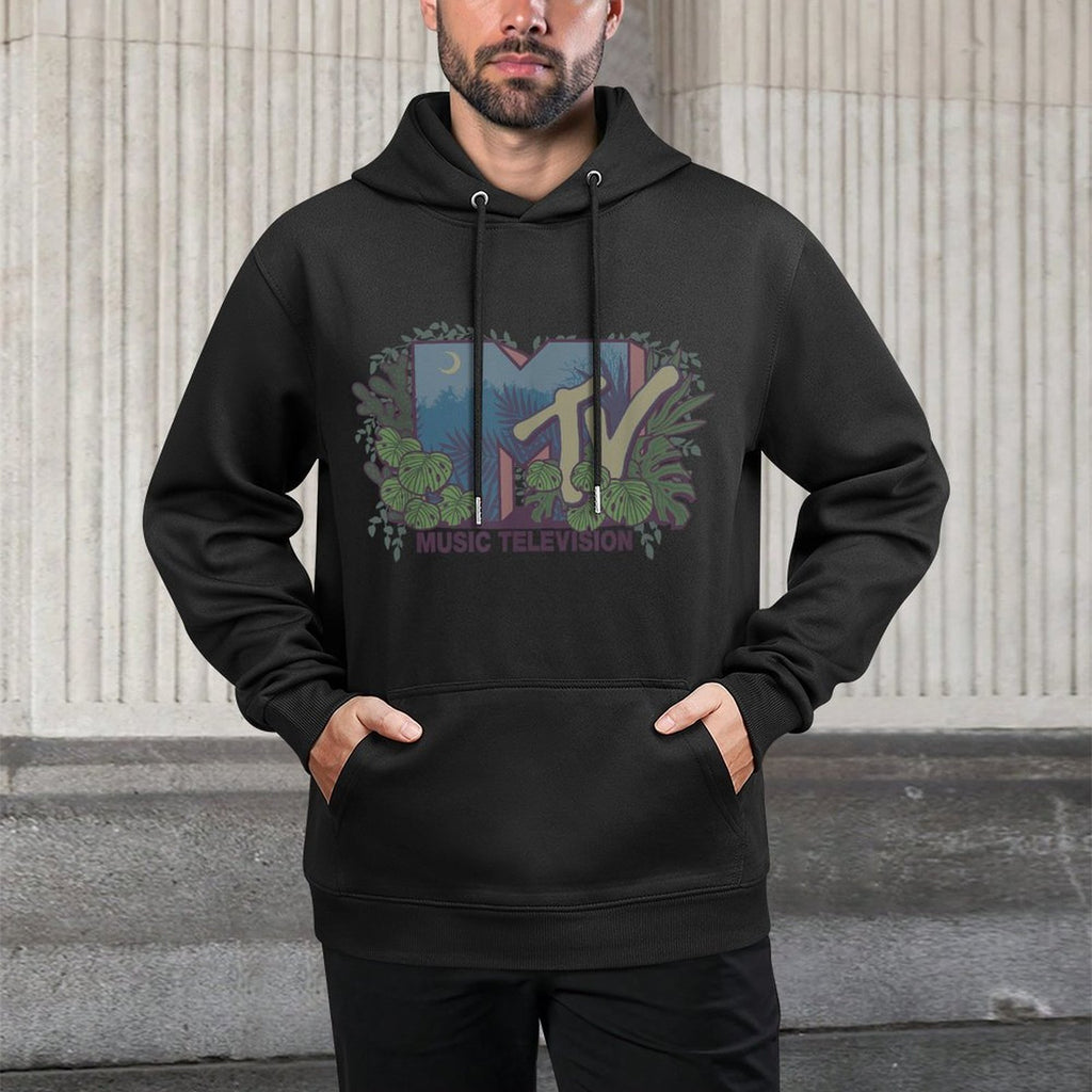 MTV Tropical Botanical Vintage Floral Music Television Shape Retention Hoodie