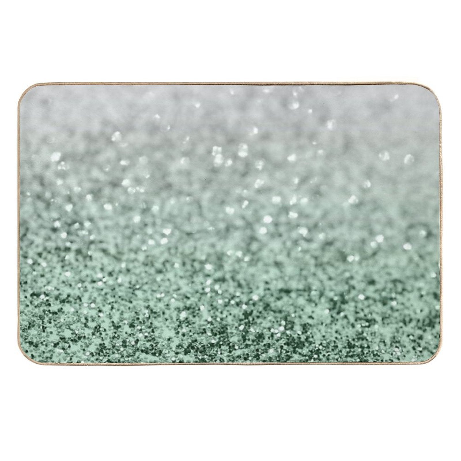 Silver Pastel Mint Green Ocean Glam #1 (Photo of Glitter Only - Not Reflective)  Long-Lasting Bath Mat