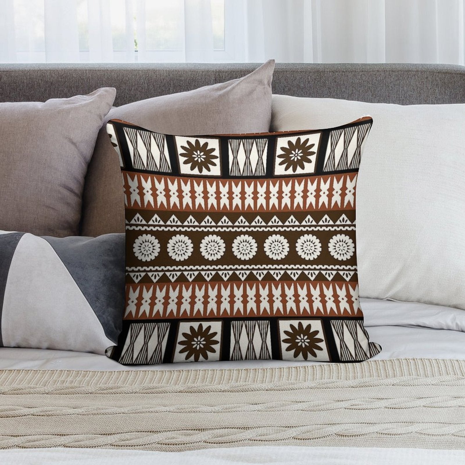Fijian Masi - Tapa Soft Multiple Sizes Throw Pillow