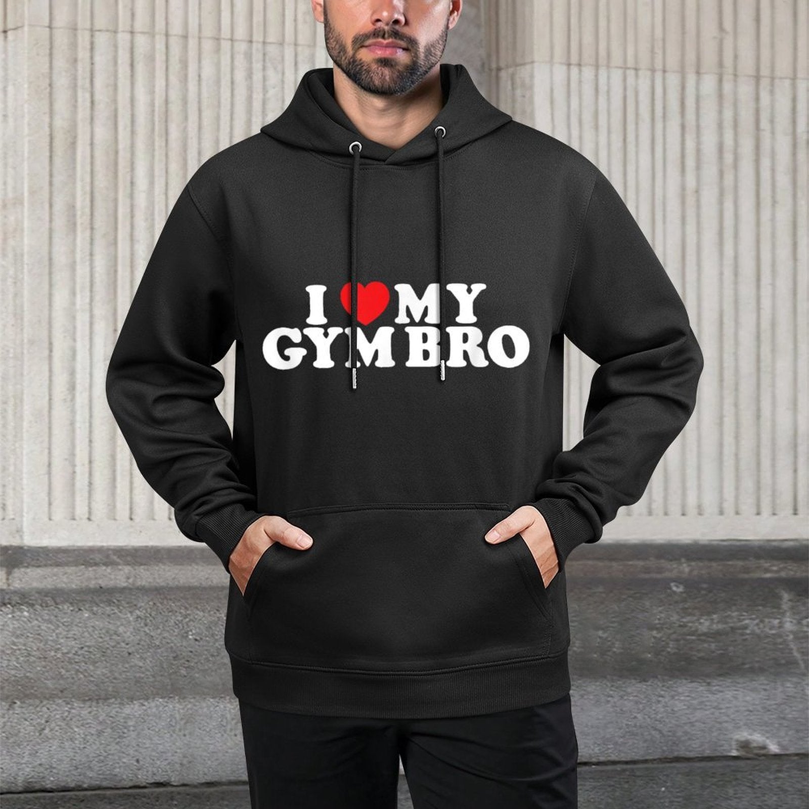 I Love Heart My Gym Bro Funny Fitness Workout Breathable Fabric Hoodie