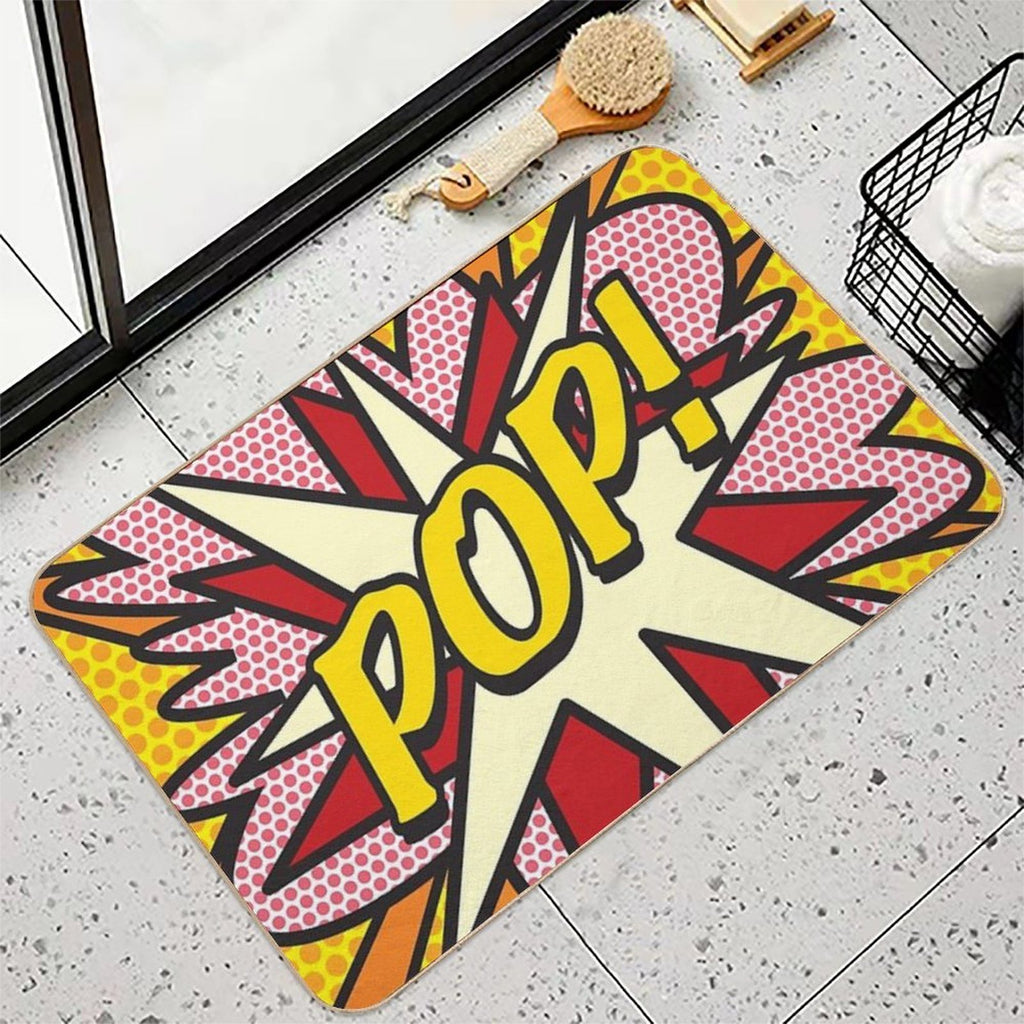 POP Comic Book Pop Art Cool Retro Trendy  Fade-Resistant Bath Mat