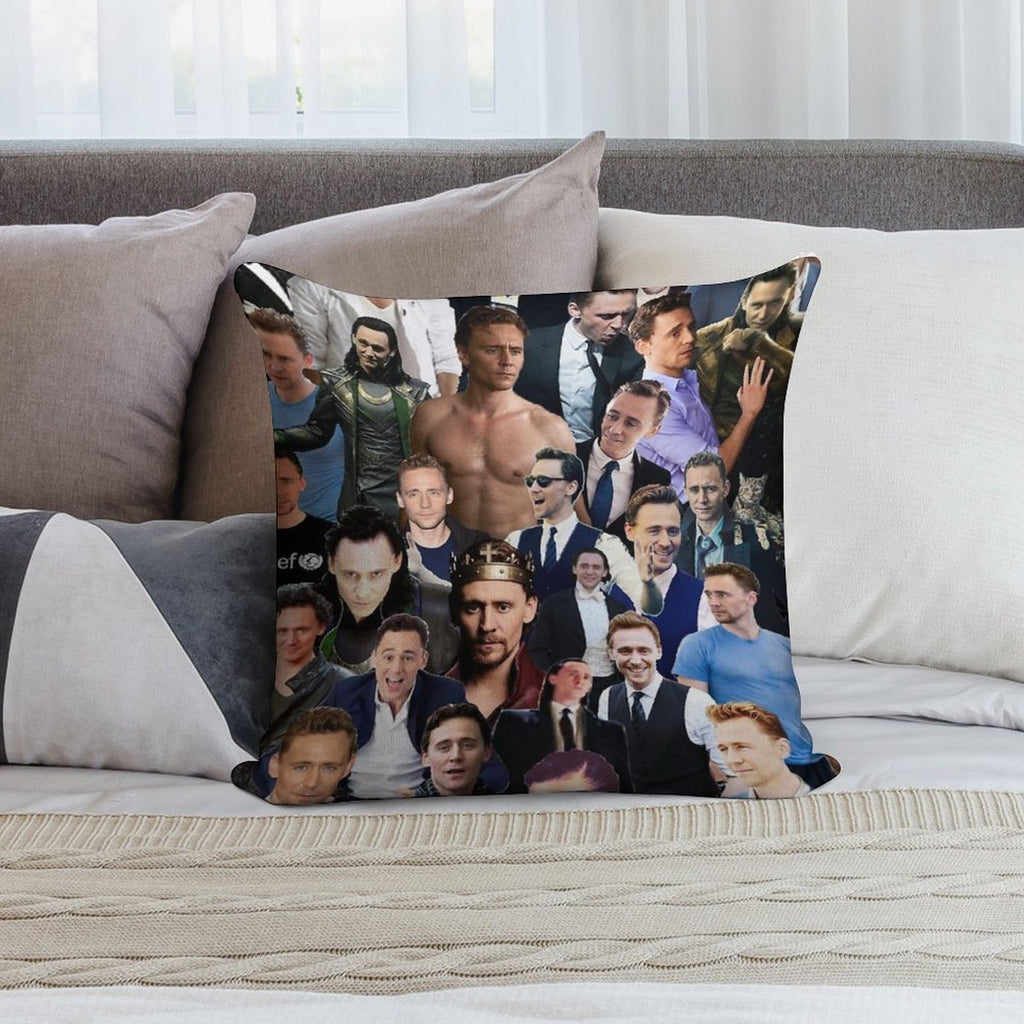 Tom Hiddleston Collage Soft Short Plush Fabric Throw Pillow