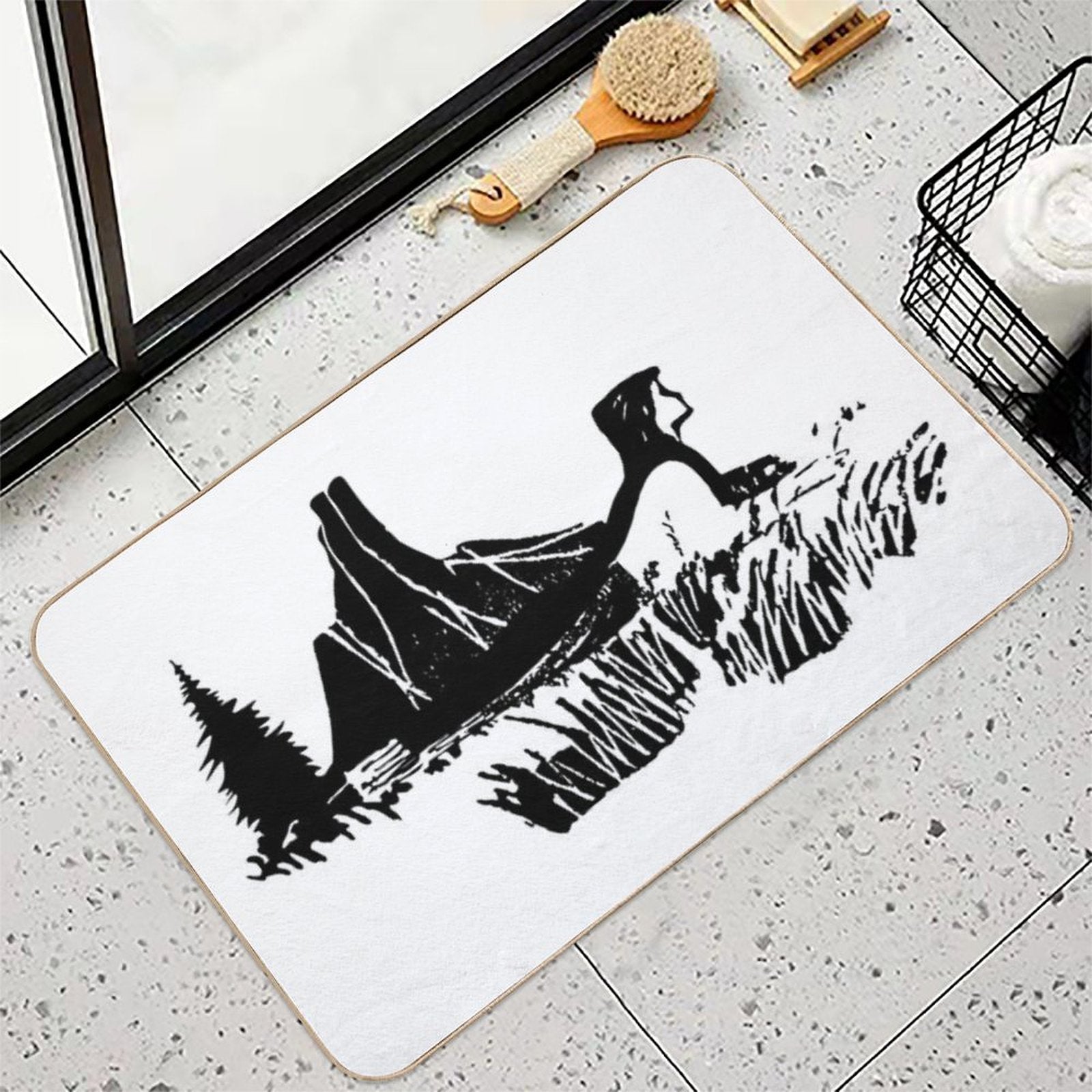 The Girl And Mountains  Fade-Resistant Bath Mat