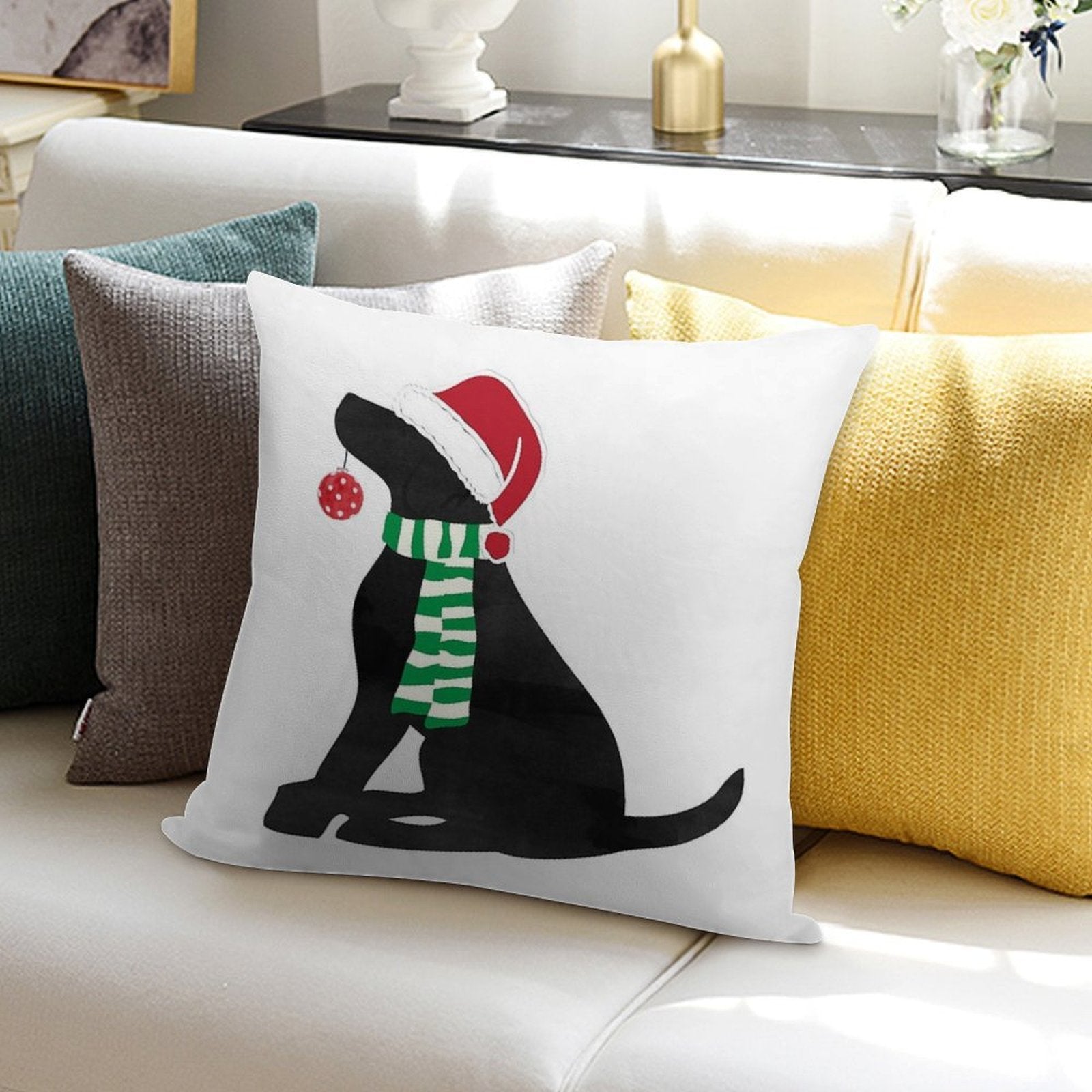 Christmas Black Lab Holiday Dog Soft Ultra-Soft Texture Throw Pillow