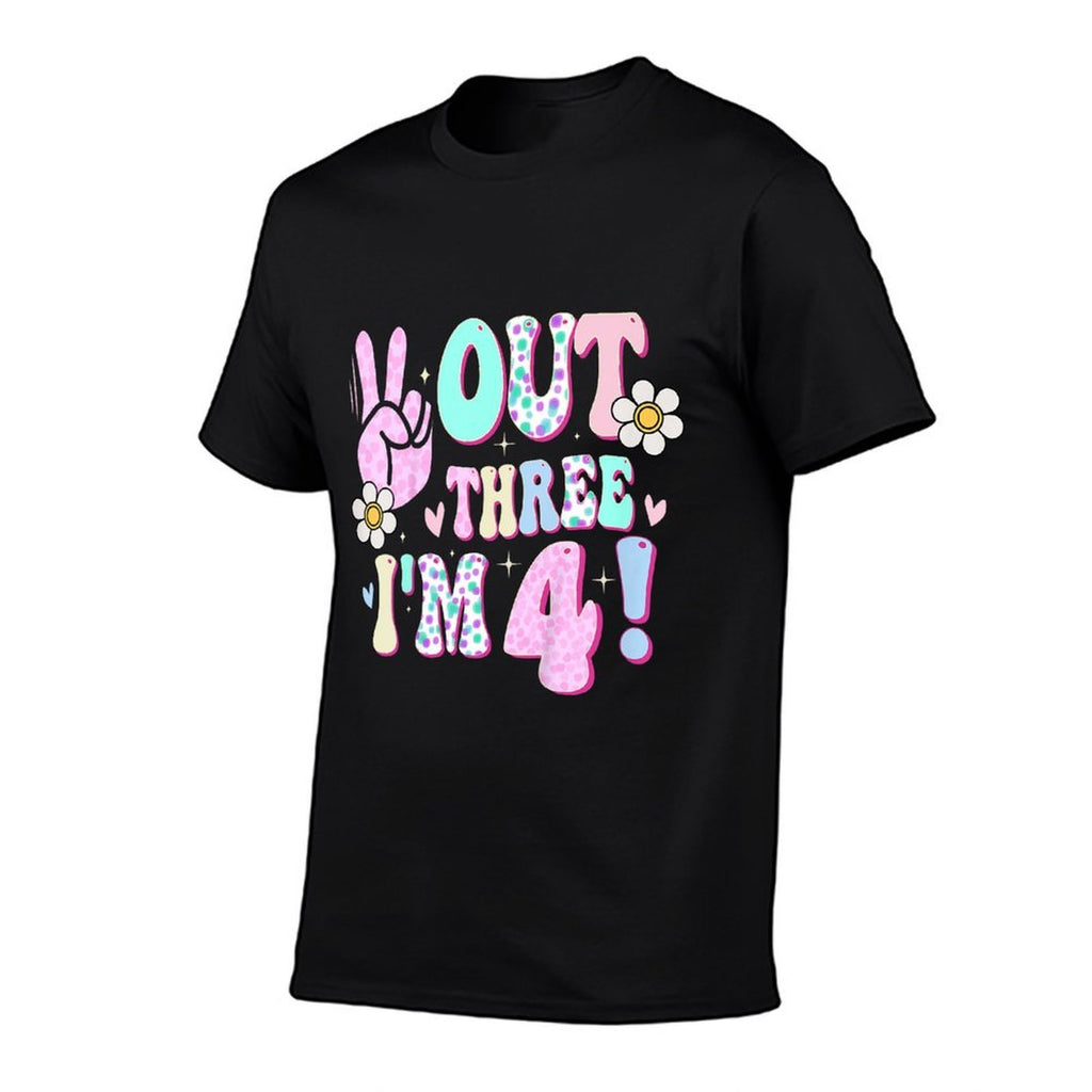 Peace Out Three I'm 4 Four Year Old Girl 4th Birthday  Eco-friendly Material T-Shirt