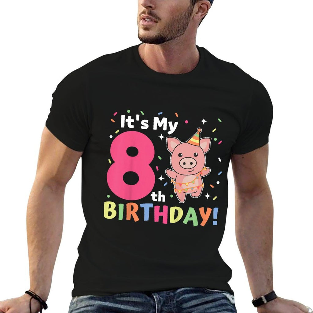 Kids 8th Birthday Pig For Children Eight Years Old  Versatile T-Shirt