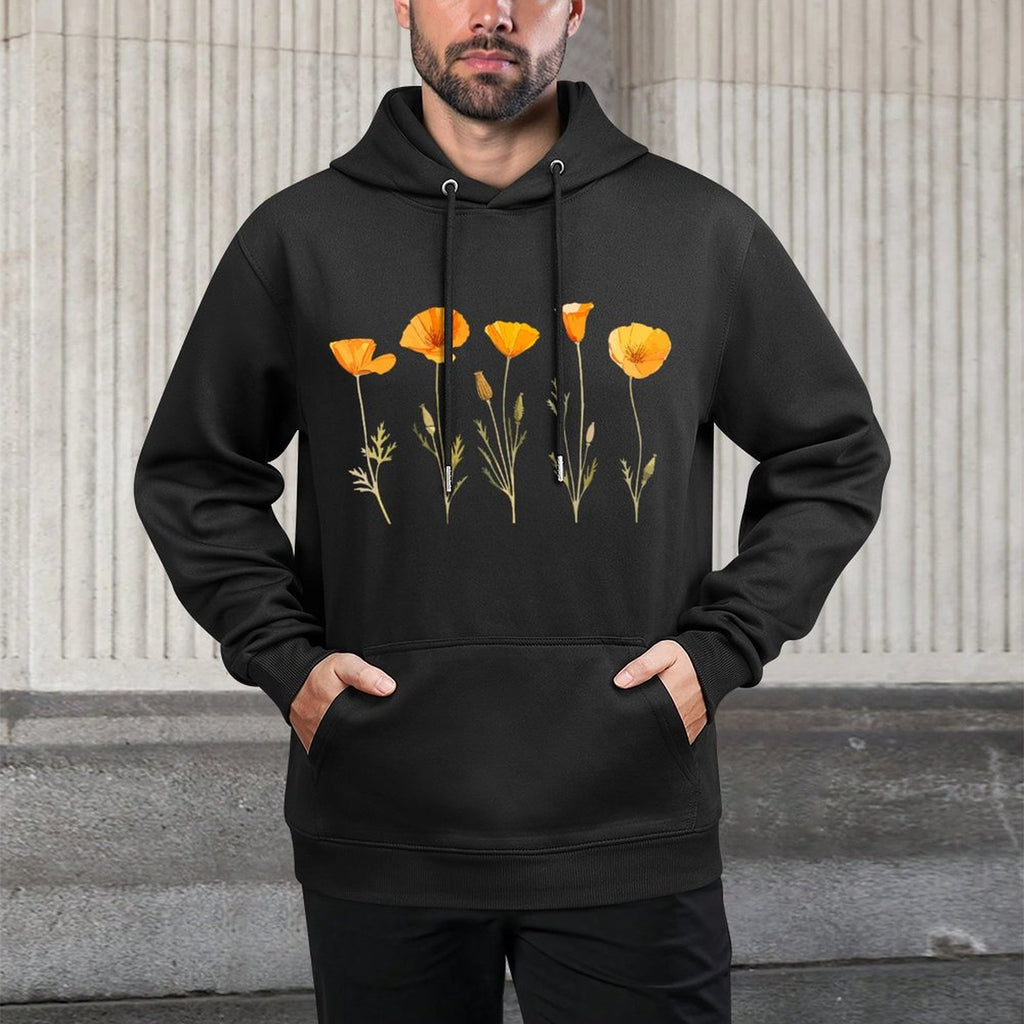 Vintage California Poppy Flower Durable Construction Hoodie