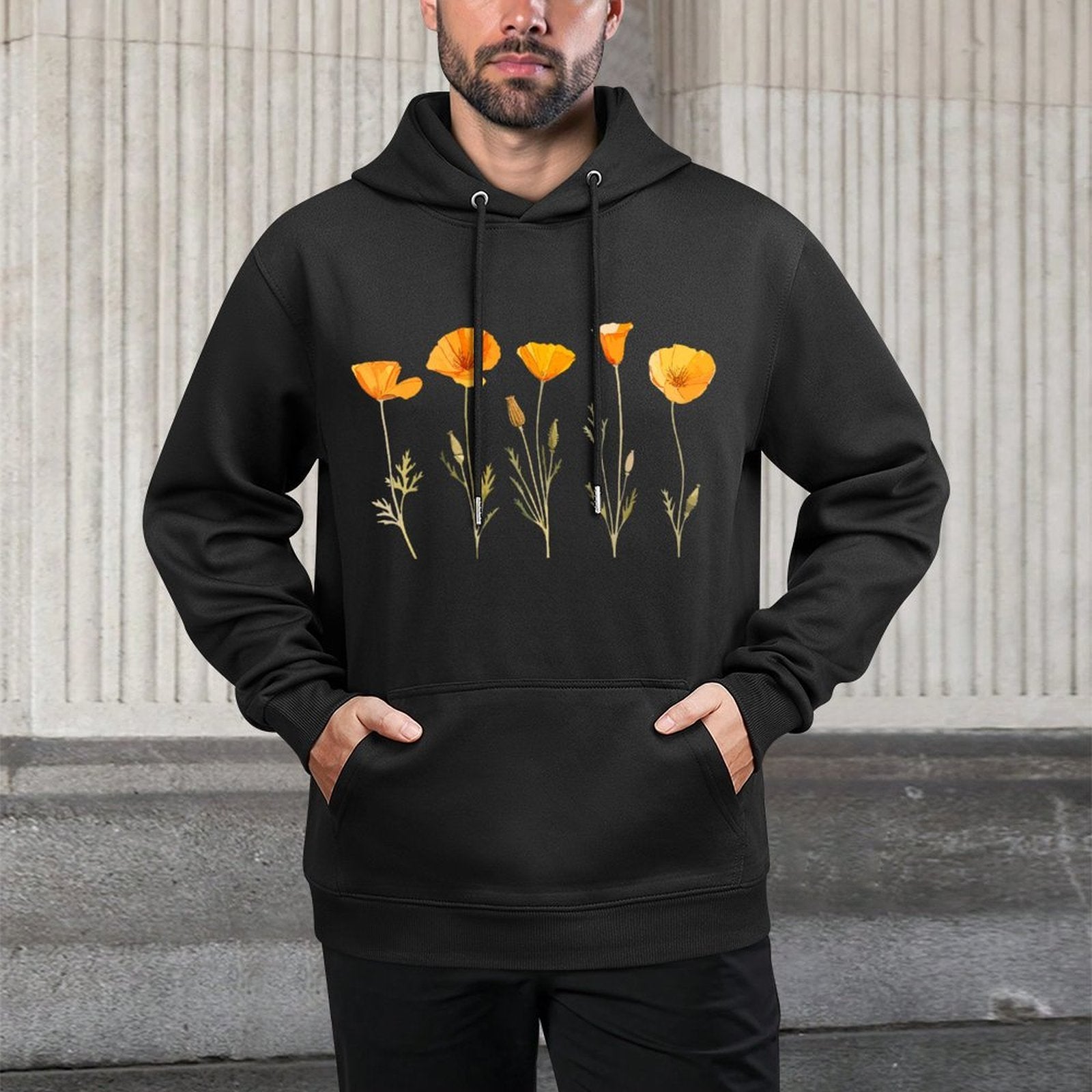 Vintage California Poppy Flower Durable Construction Hoodie
