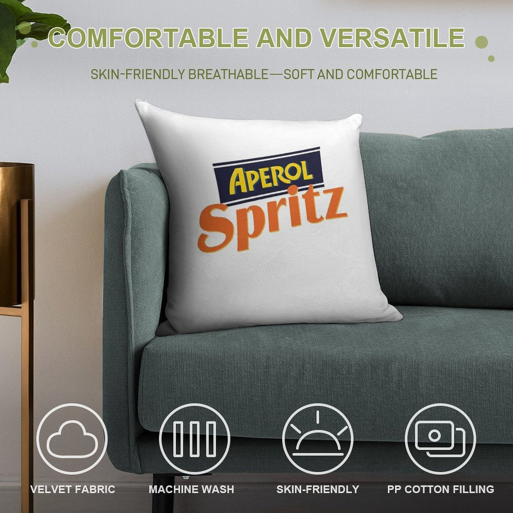 Aperol Spritz Soft Short Plush Fabric Throw Pillow
