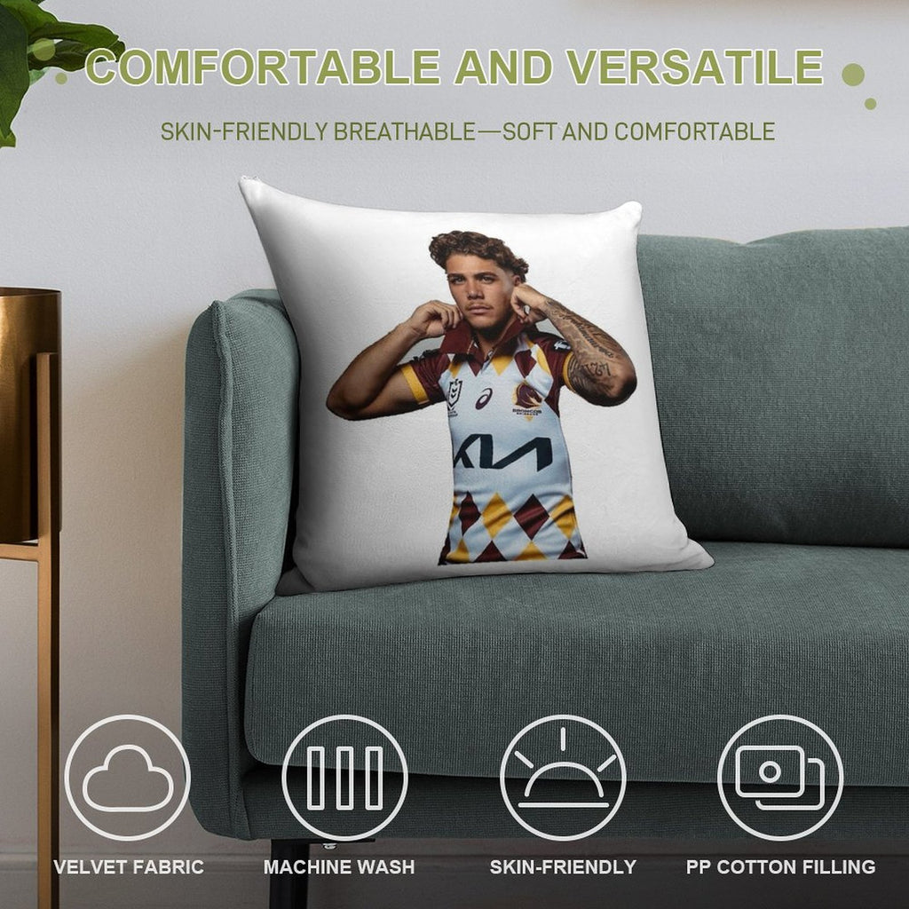 Reece Walsh Broncos Hot Photo Jersey Soft Anti-Pilling Throw Pillow