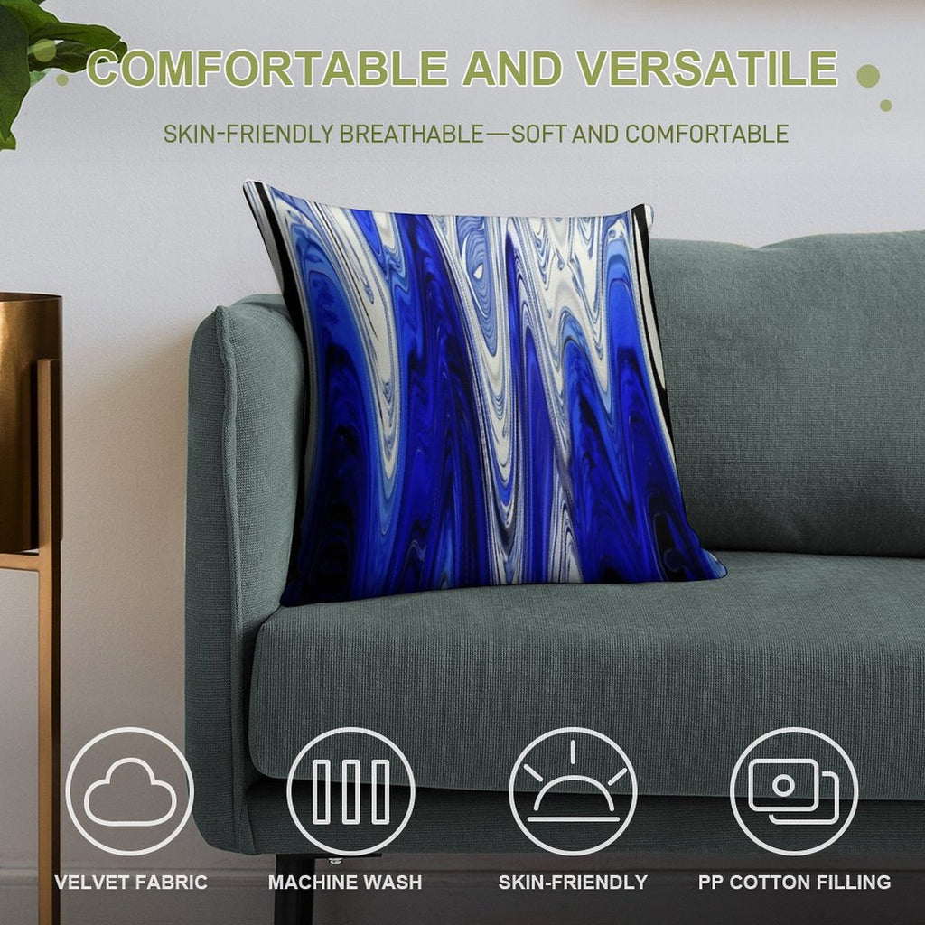 Zigzag Cobalt Blue Soft Skin-Friendly Throw Pillow
