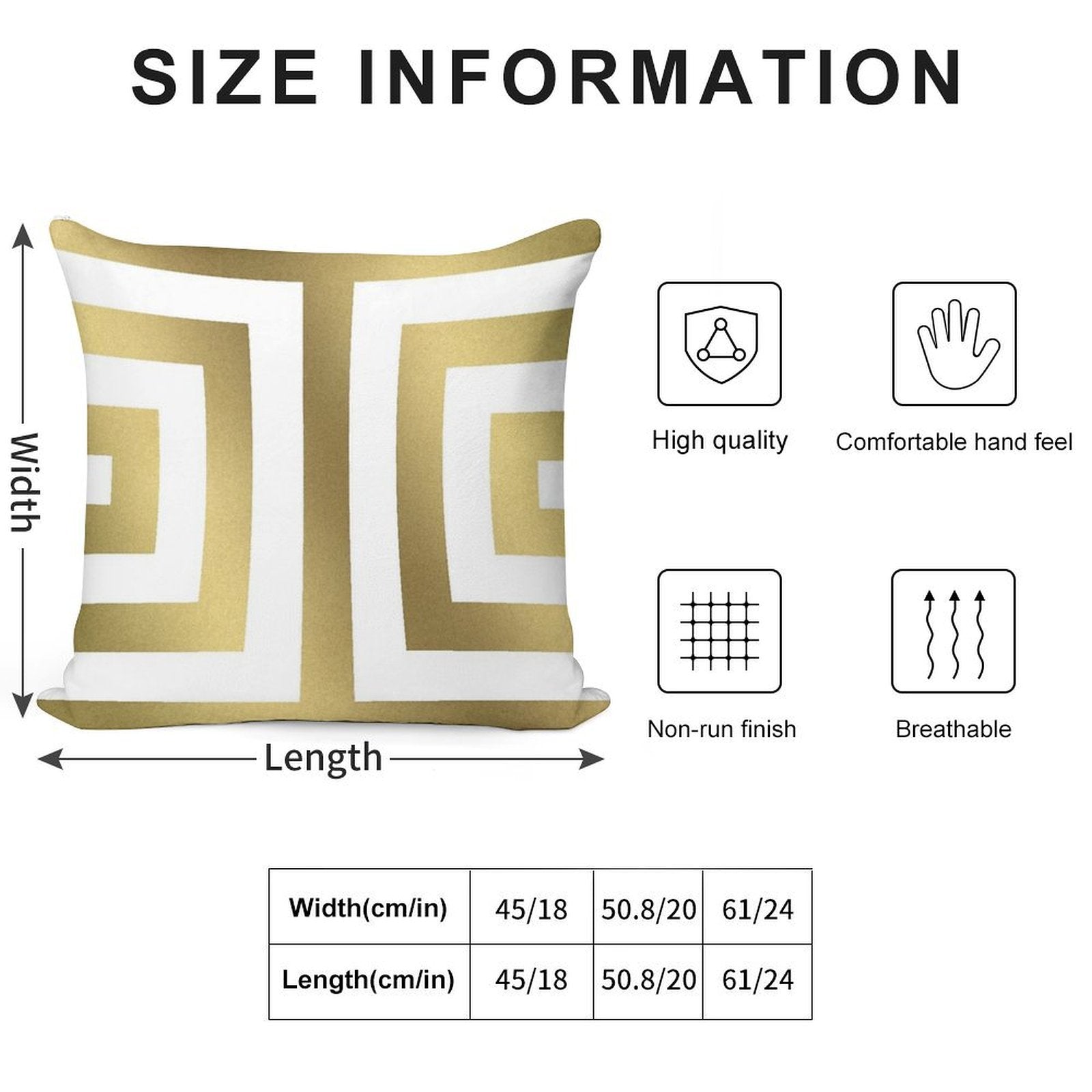Gold Greek Stripes Soft Shrink-Resistant Throw Pillow