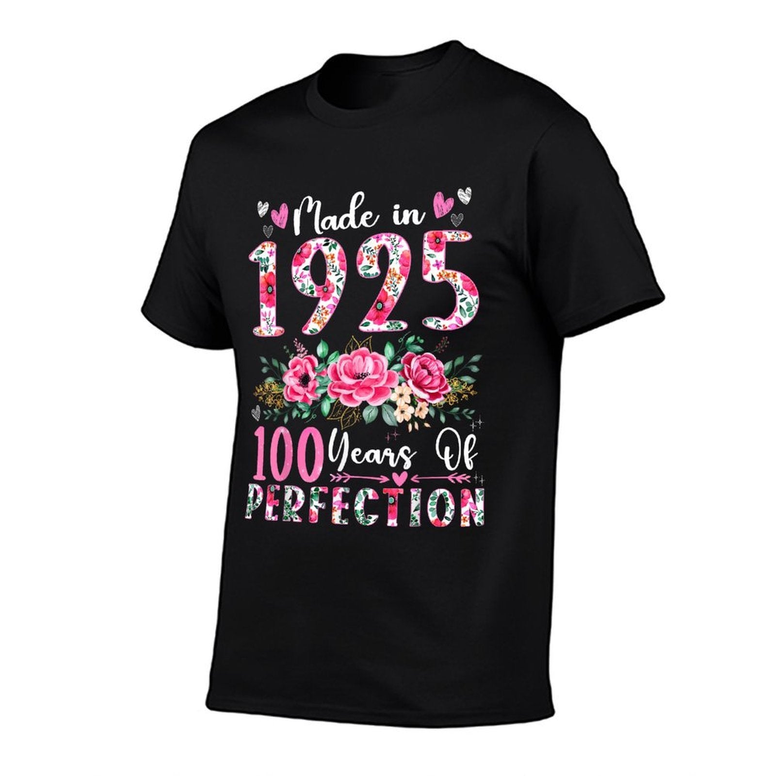 100 Year Old Made In 1925 Floral 100th Birthday Women  Heathered Texture T-Shirt
