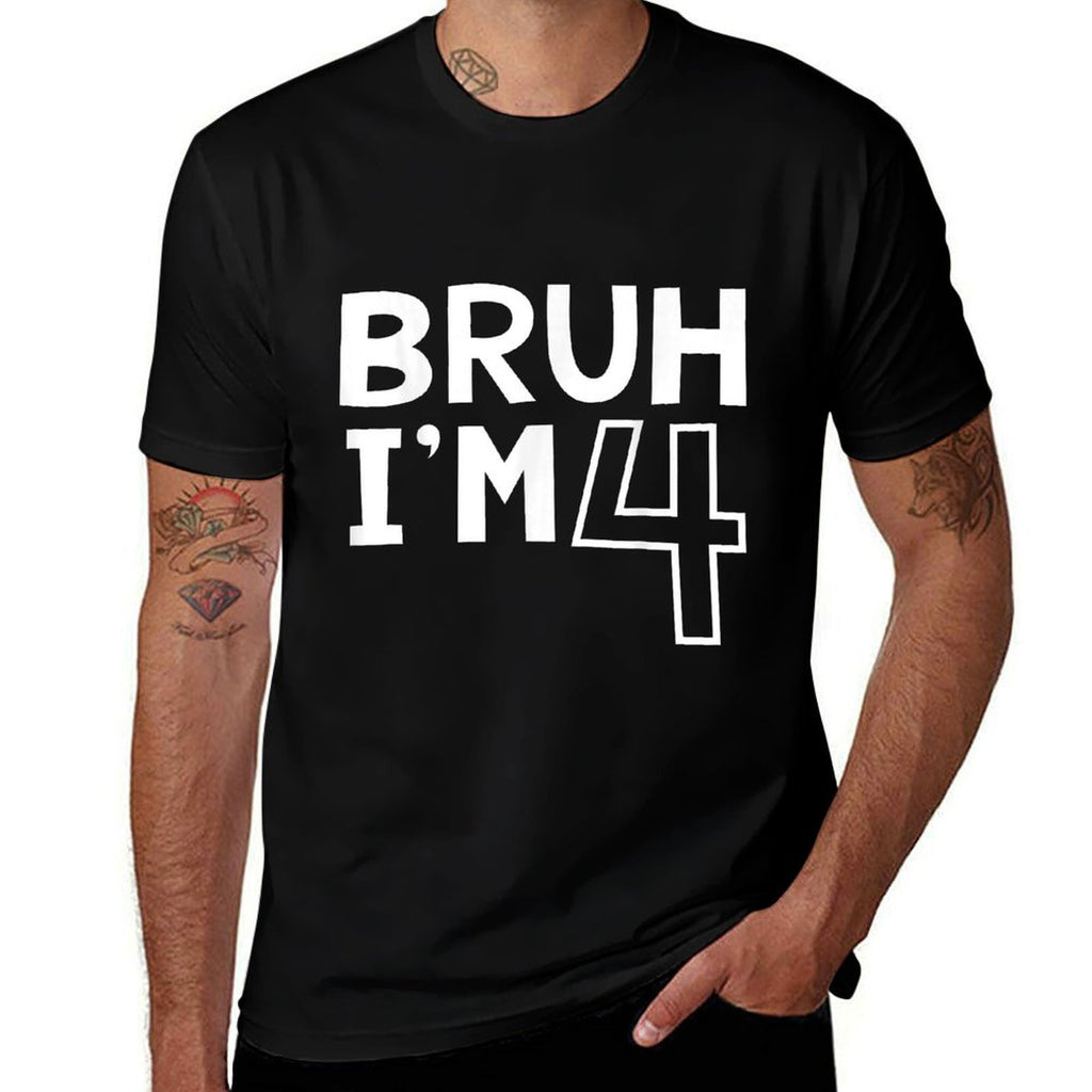 Bruh I'm 4 4th Birthday Boy 4 Years Old Birthday  Polyester Blend T-Shirt