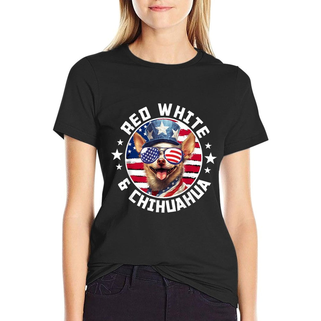 4th Of July Dog Funny Patriotic Red, White  Chihuahua Dog  Vintage-inspired T-Shirt