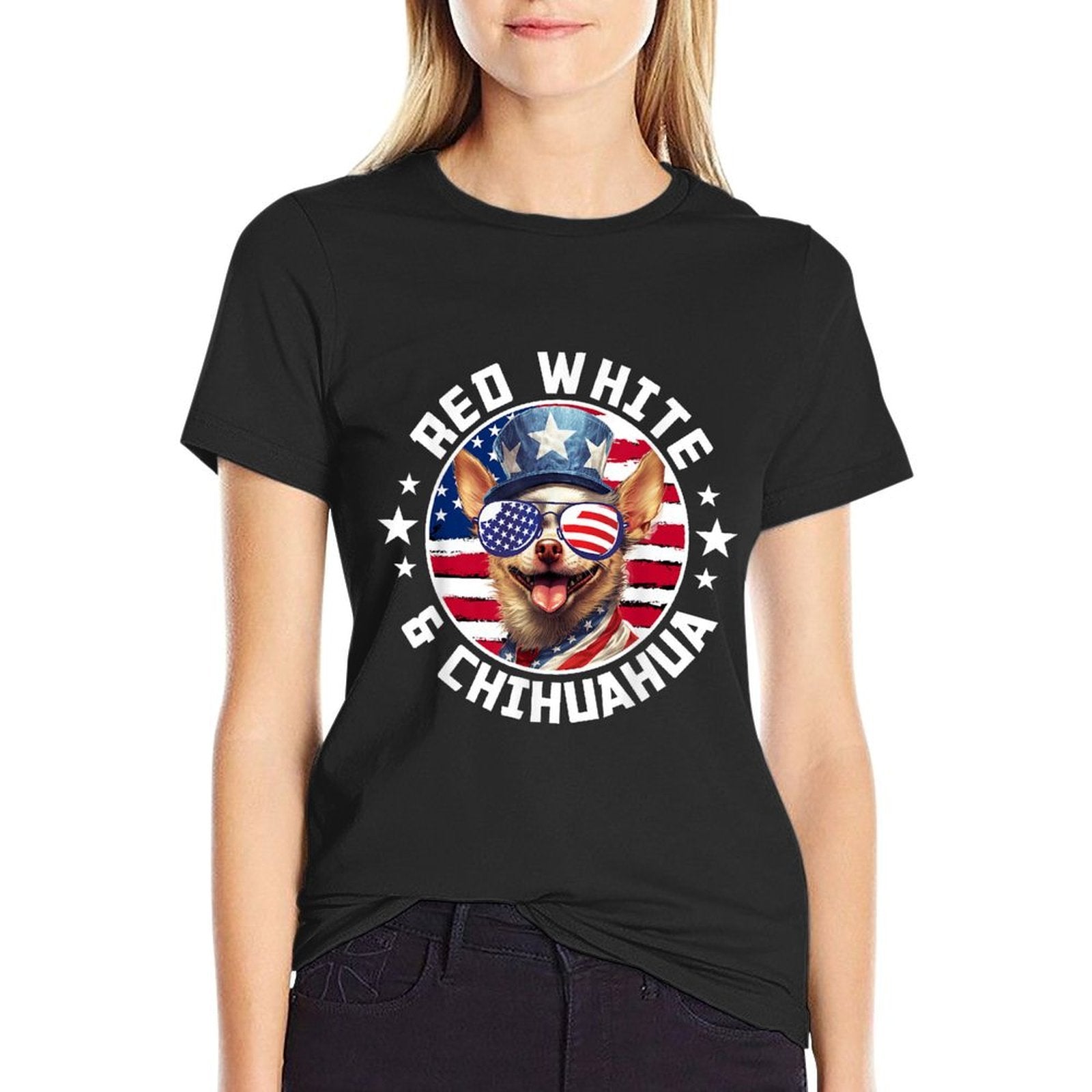 4th Of July Dog Funny Patriotic Red, White  Chihuahua Dog  Vintage-inspired T-Shirt