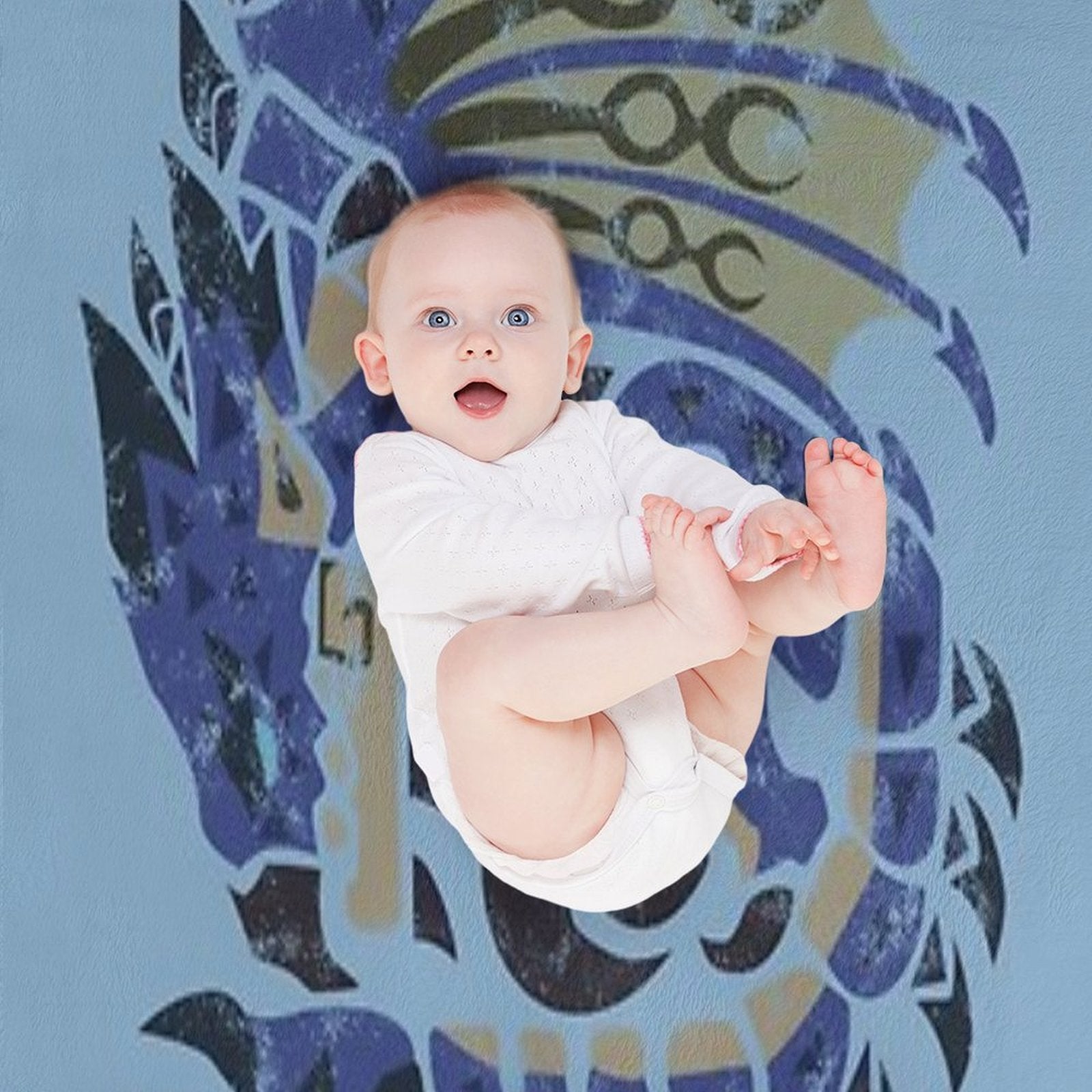 Monster Hunter World Azure Rathalos Kanji Icon Plush Throw Blanket