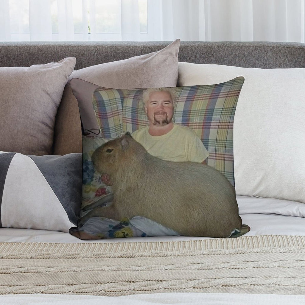 Guy Fieri with Capybara Soft Gift Ready Throw Pillow