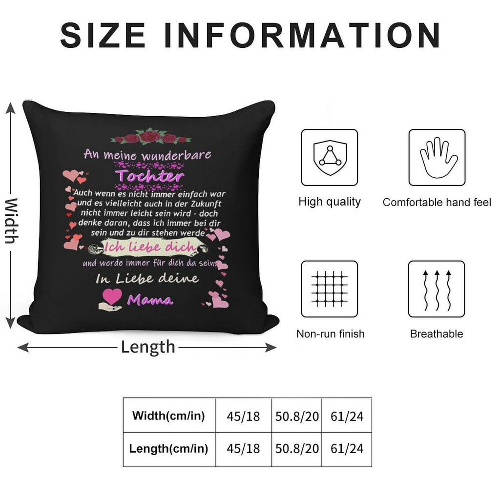 Wonderful Daughter-mother Saying Soft Decorative Cover Throw Pillow