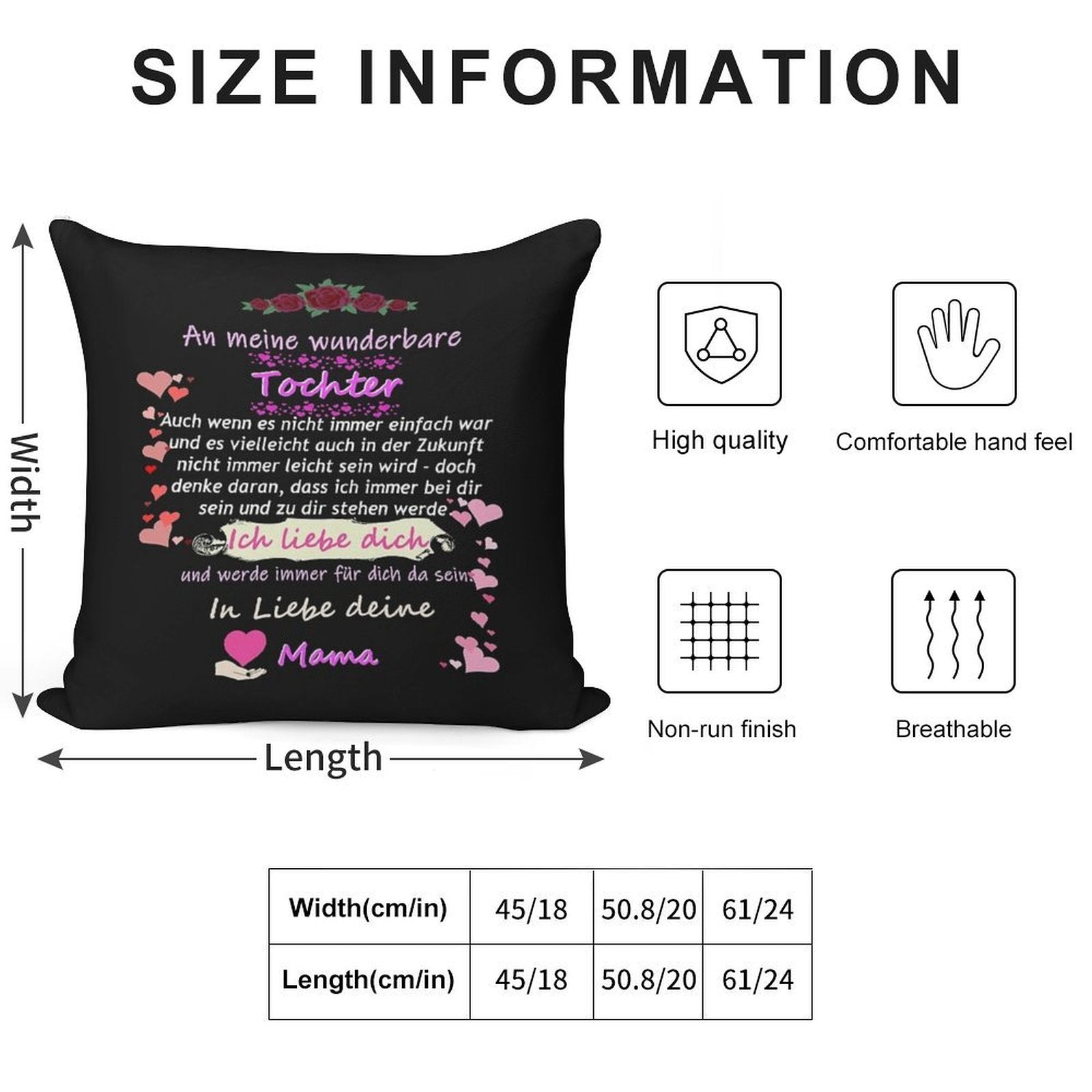 Wonderful Daughter-mother Saying Soft Decorative Cover Throw Pillow