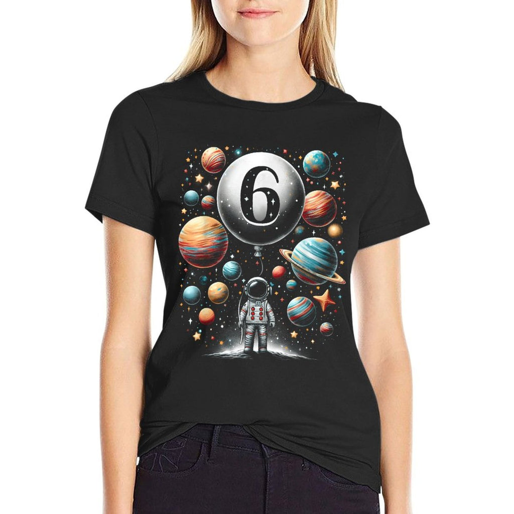Six 6 Year Old Astronauts 6th Birthday Boys Girls Space Geek  High-quality Stitching T-Shirt