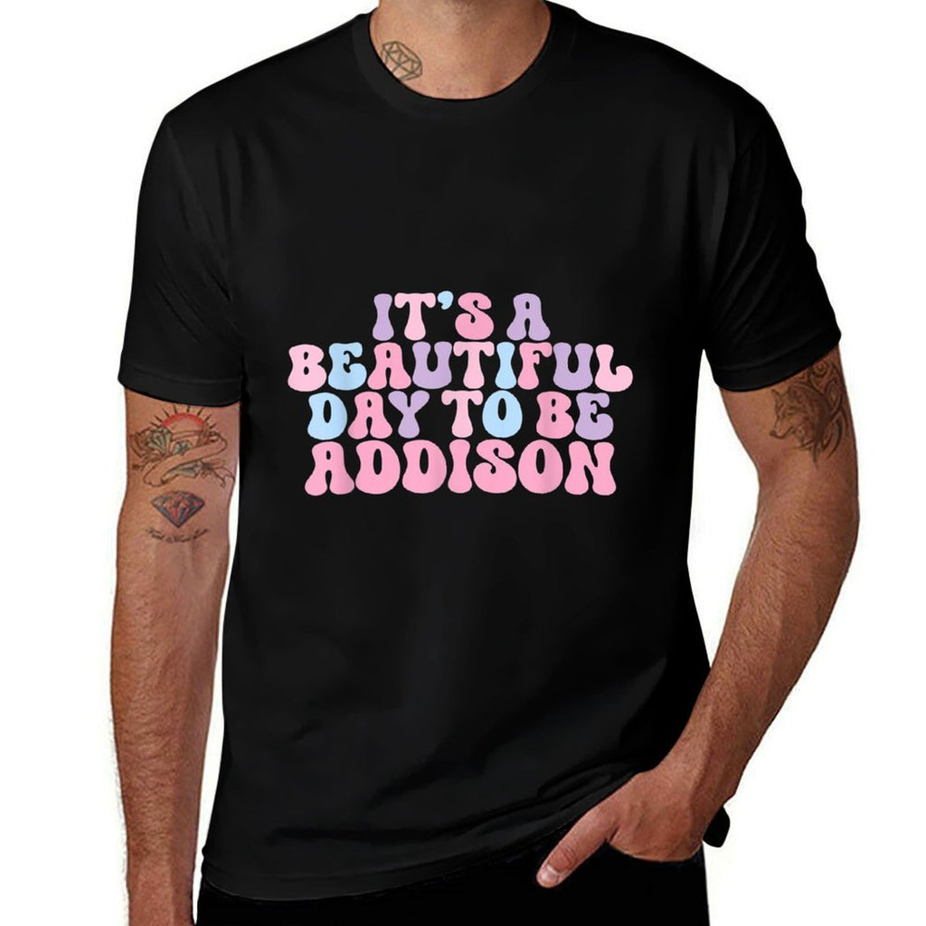 Addison Beautiful Day Funny Personalized Addison Birthday  Oversized Silhouette T-Shirt