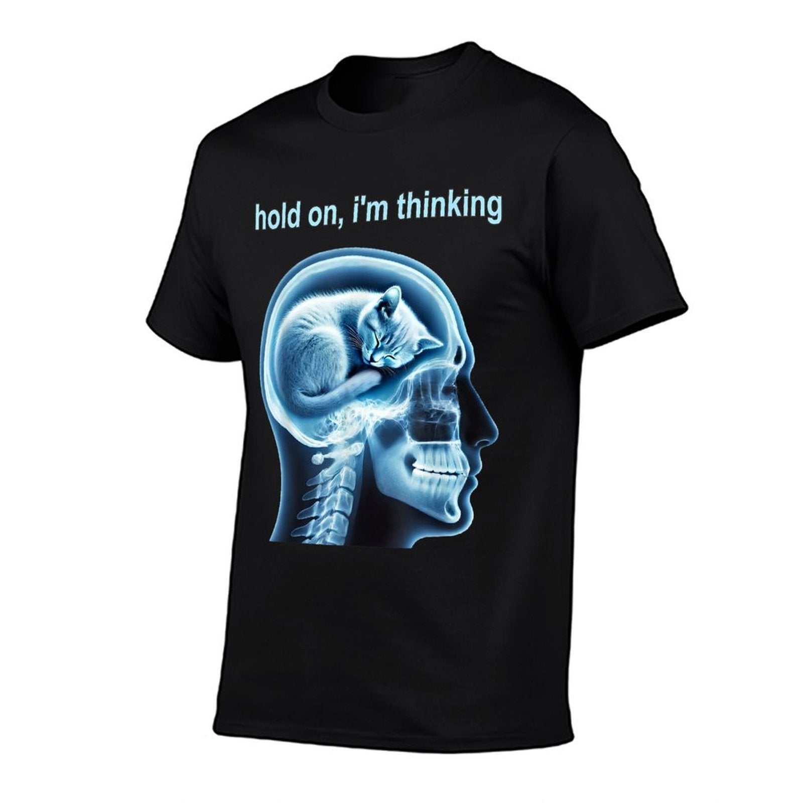 Funny Cat Hold On Im Thinking Meme Graphic  Polyester Blend T-Shirt