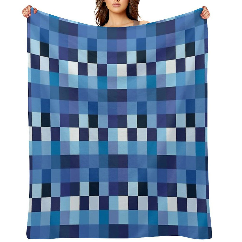 Squares Shades of Azure Eco-conscious Throw Blanket