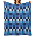 Squares Shades of Azure Eco-conscious Throw Blanket