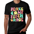 Peace Out Fifth Grade Groovy 5th Grade Last Day of School  Cotton T-Shirt