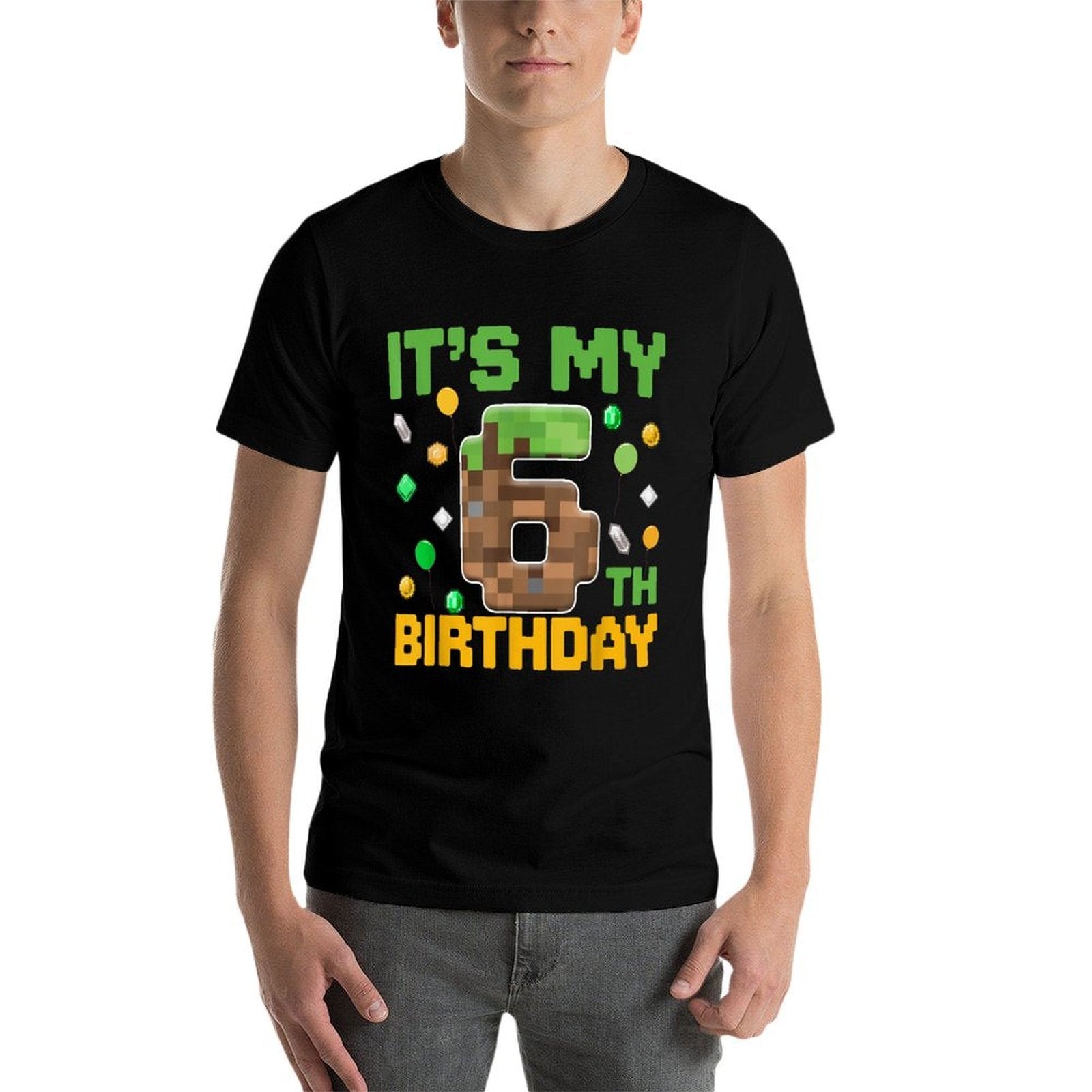 Kids It's My 6th Birthday Video Game Pixel Birthday Boy  Tagless Design T-Shirt