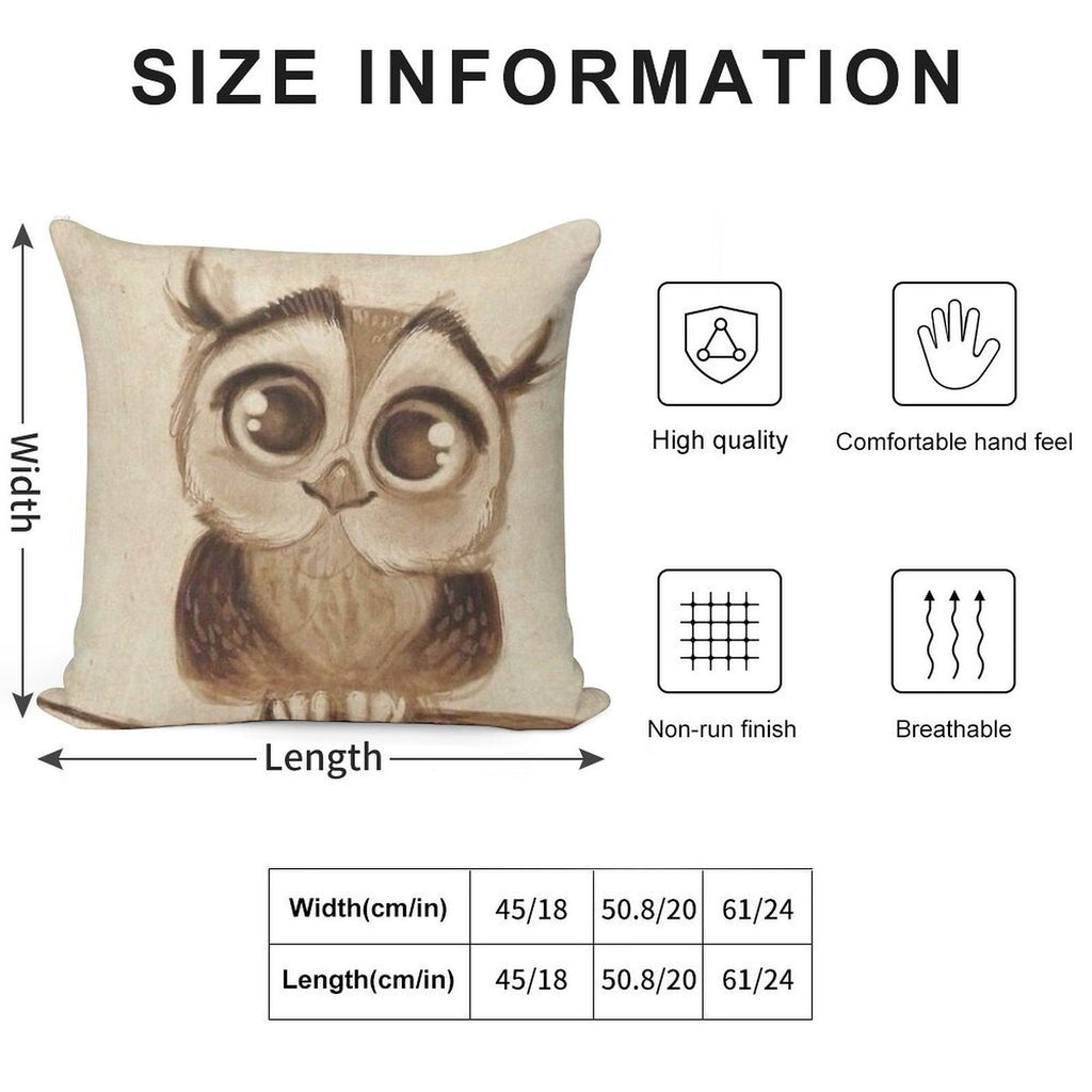 Cute Owl Soft Shrink-Resistant Throw Pillow