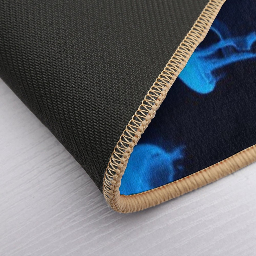 Blue Jellyfish Swimming  Fade-Resistant Bath Mat