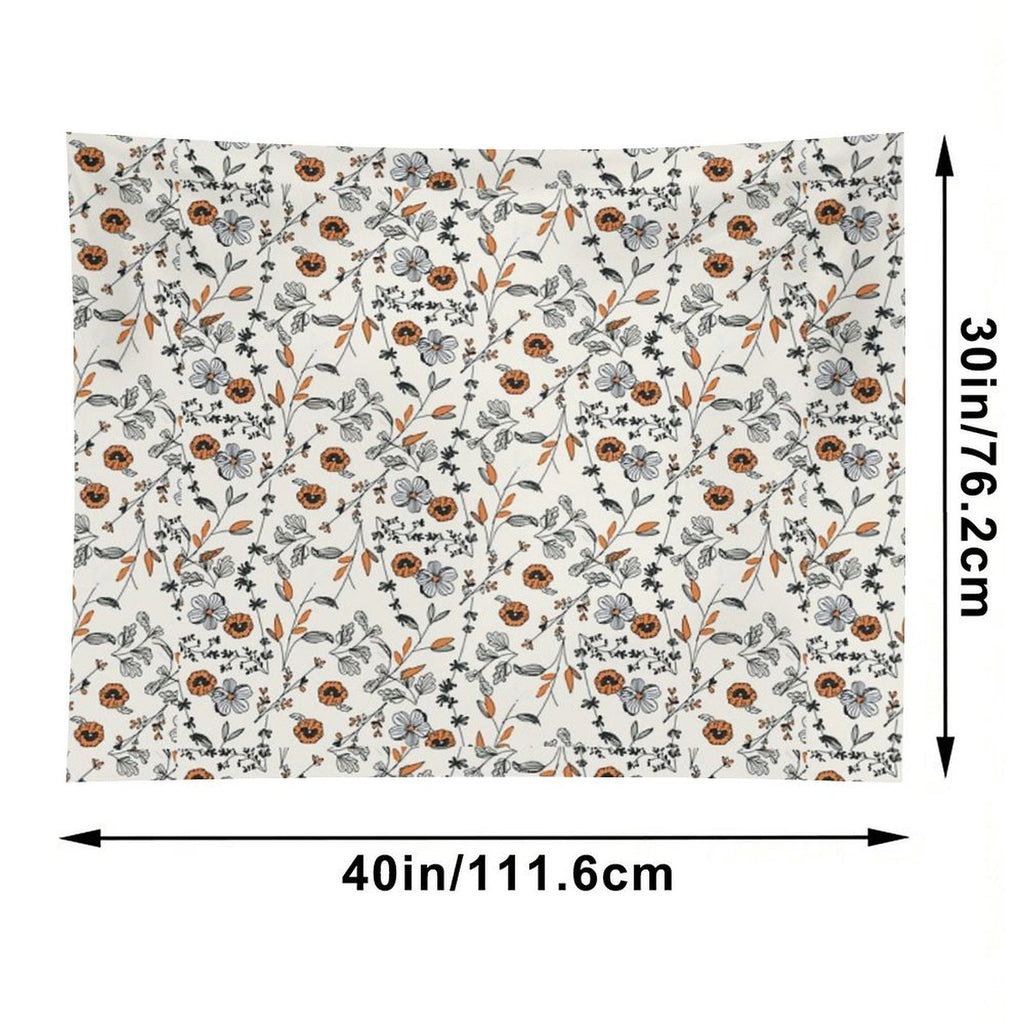 Orange Flower Pattern Tapestry