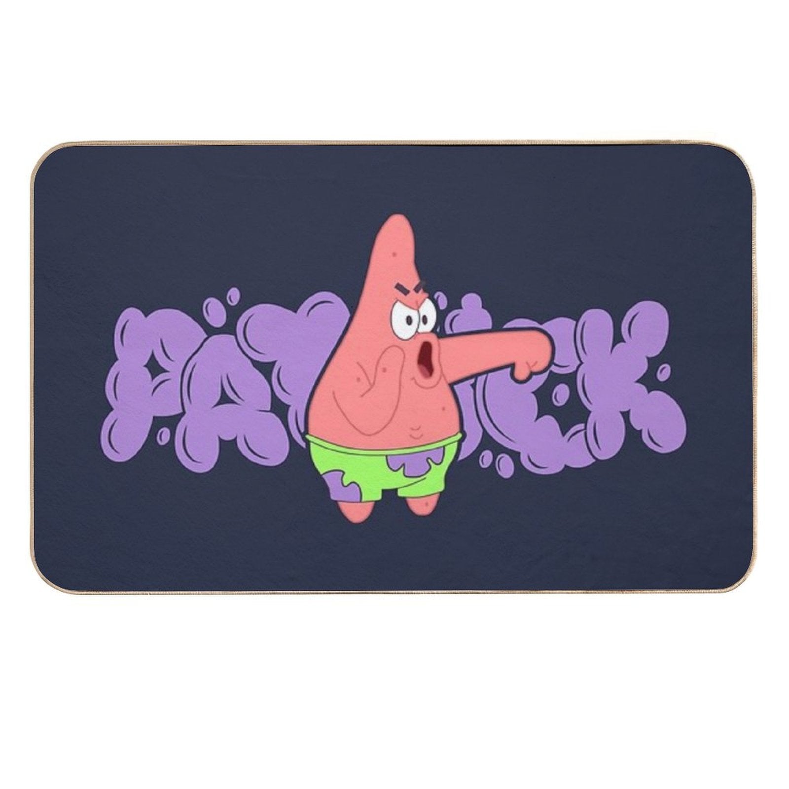 Boo Patrick Star with Purple Graffiti  Repositionable Bath Mat