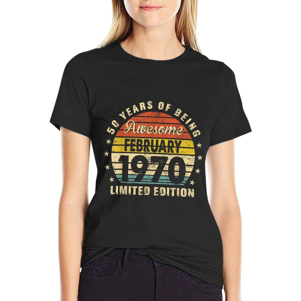 Born February 1970 Limited Edition Bday Gifts 50th Birthday  Oversized Silhouette T-Shirt