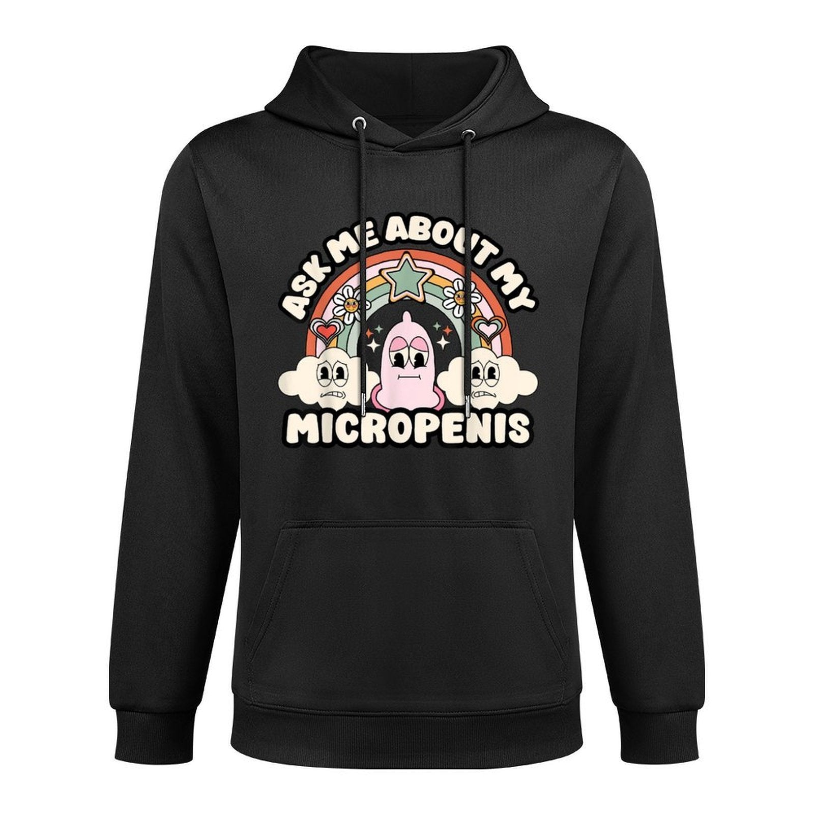 Vintage Little Weiner Pun Embarrassing Mens Joke Ask Me About My Micropenis Funny Inappropriate Adult Humor Unisex-Adults Black Machine Washable Hoodie