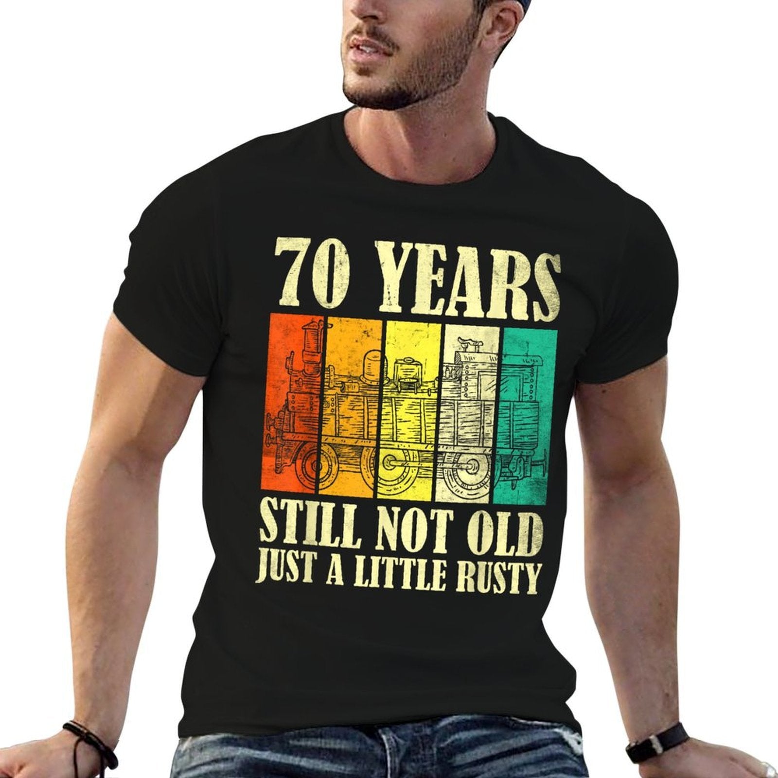 70 Year Old Vintage Railroad Steam Train 70th Birthday Comfortable T-Shirt