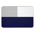Tricolor Squares Navy Blue Silver Gray And White  Long-Lasting Bath Mat