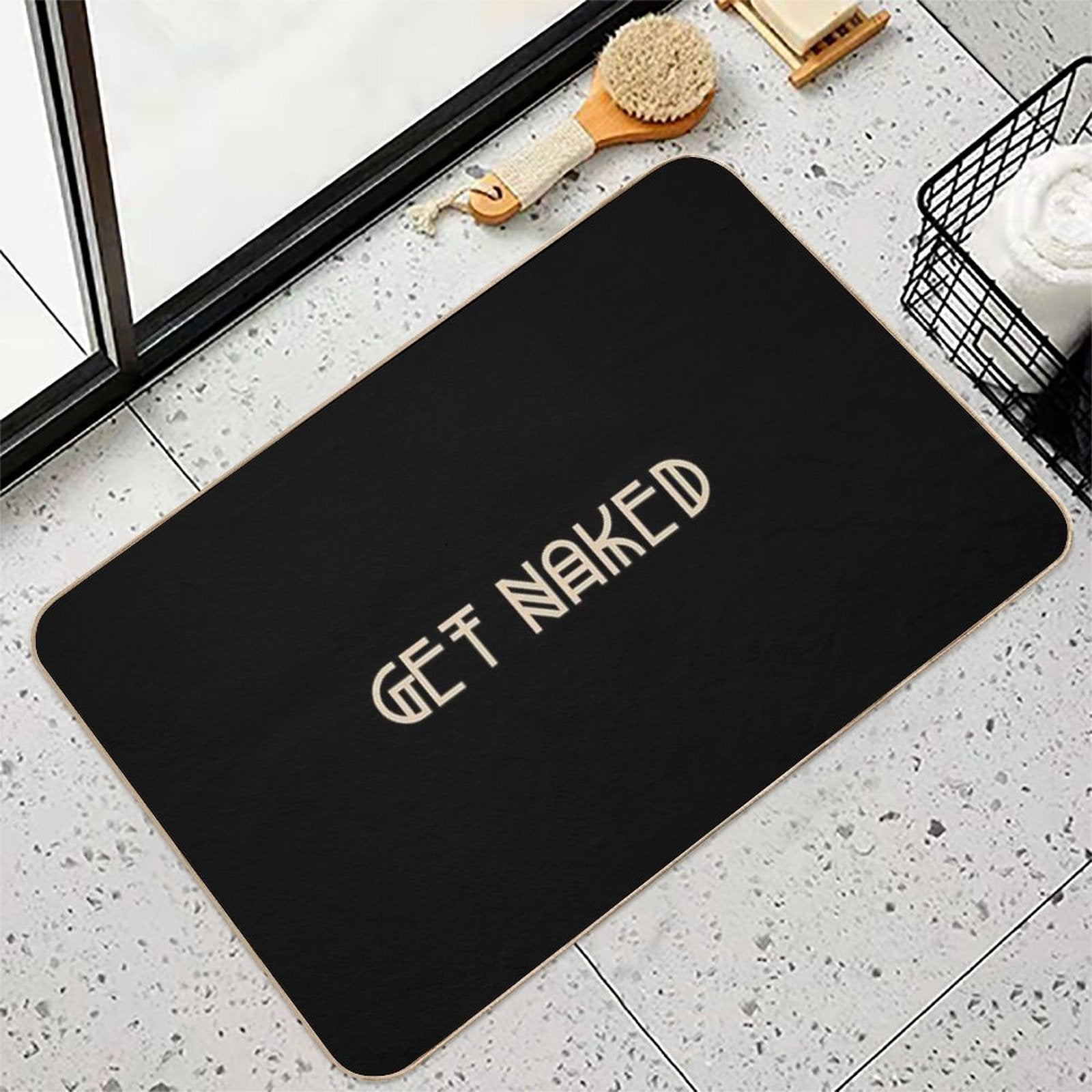 Funny Get Naked  Dirt-Trapping Bath Mat