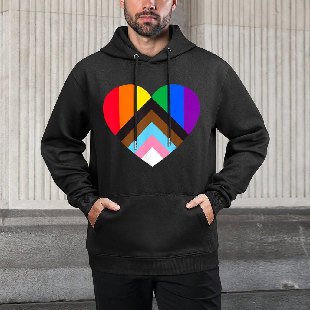 Progress Pride Rainbow Heart LGBTQ  Gay Lesbian Trans Customizable Surface Hoodie