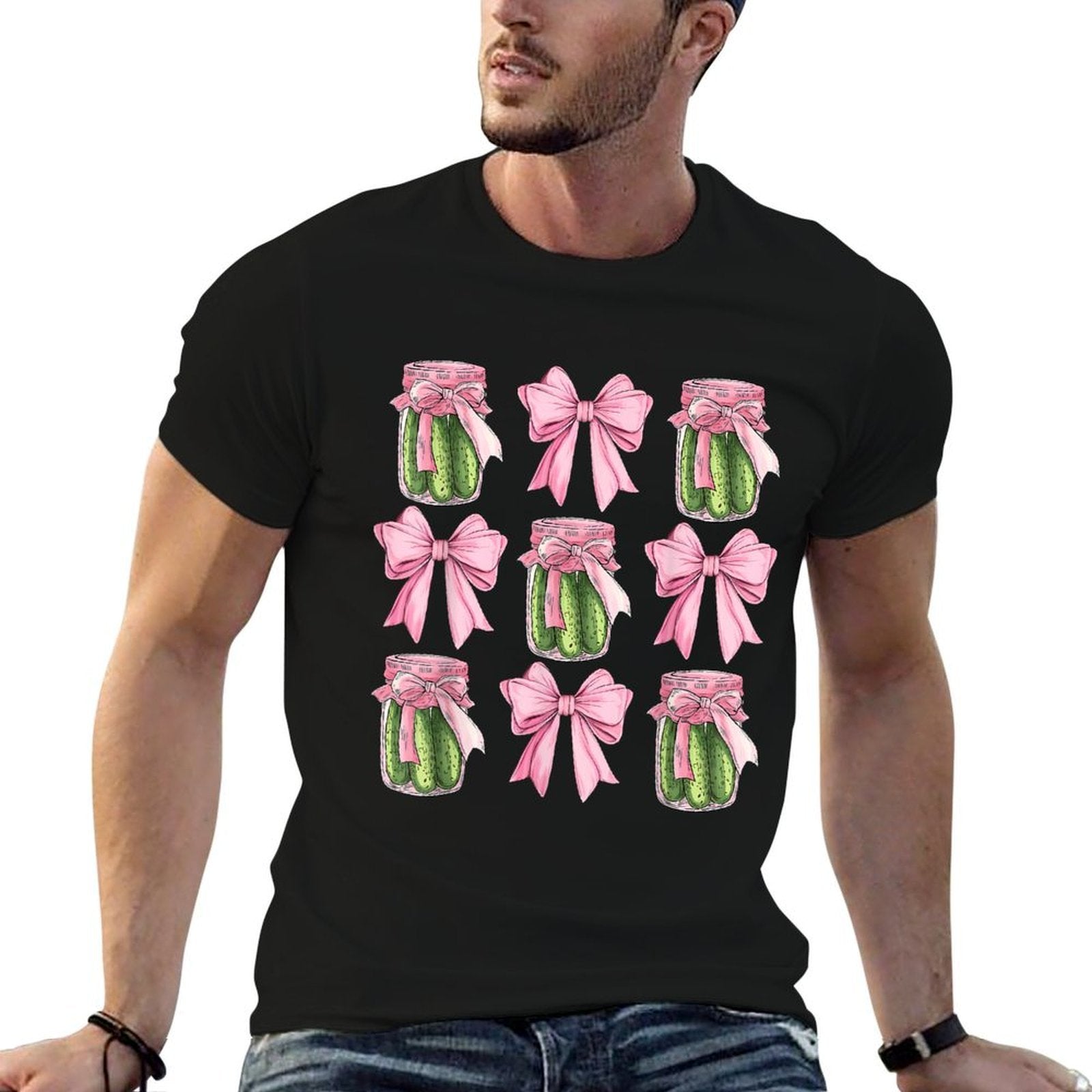 Canned Pickle Coquette Bows With Cute Pickle Jar Girl Women  Eco-friendly Material T-Shirt