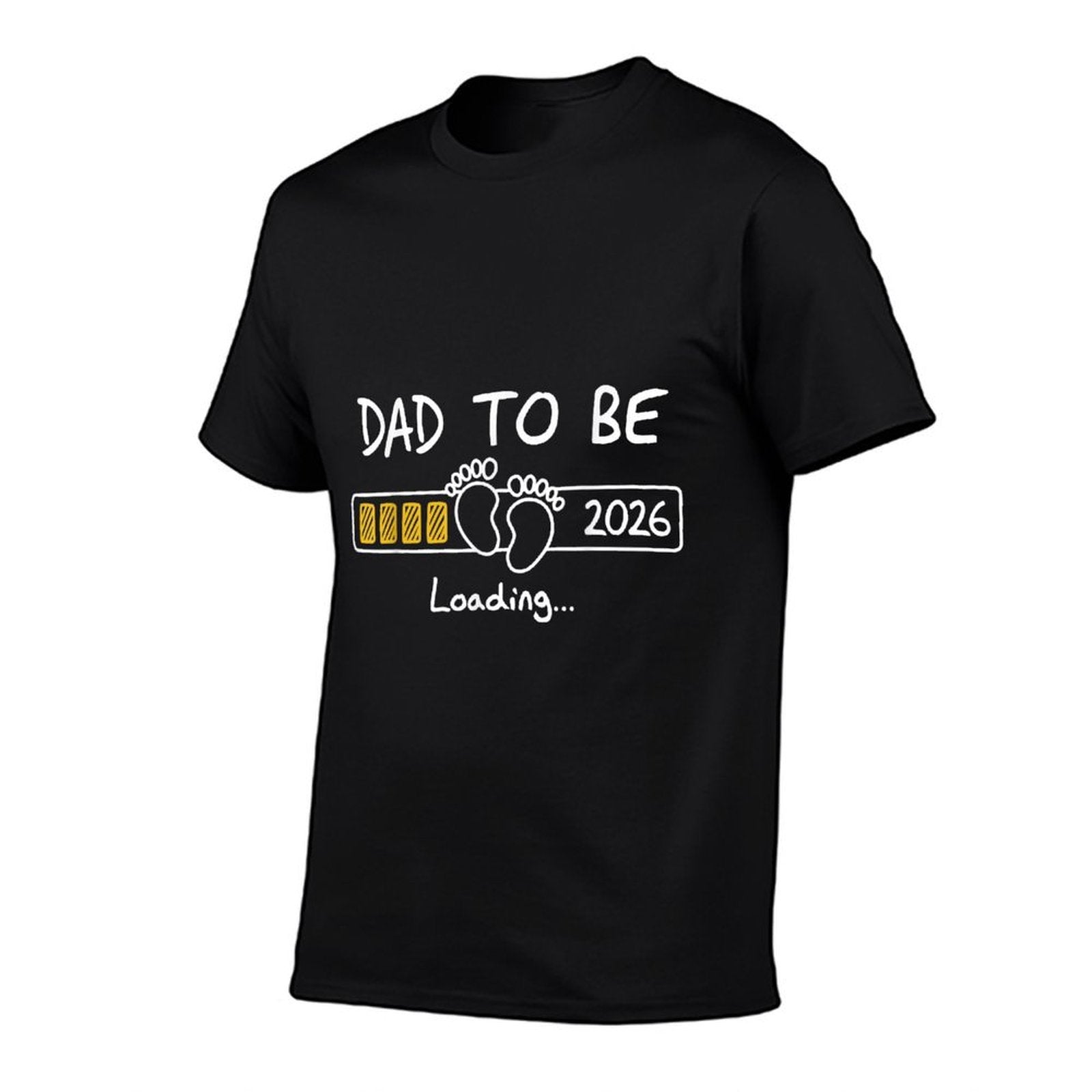 Dad To Be 2026 Dad Loading New Dad Est 2026 Daddy To Be  Ribbed Collar T-Shirt