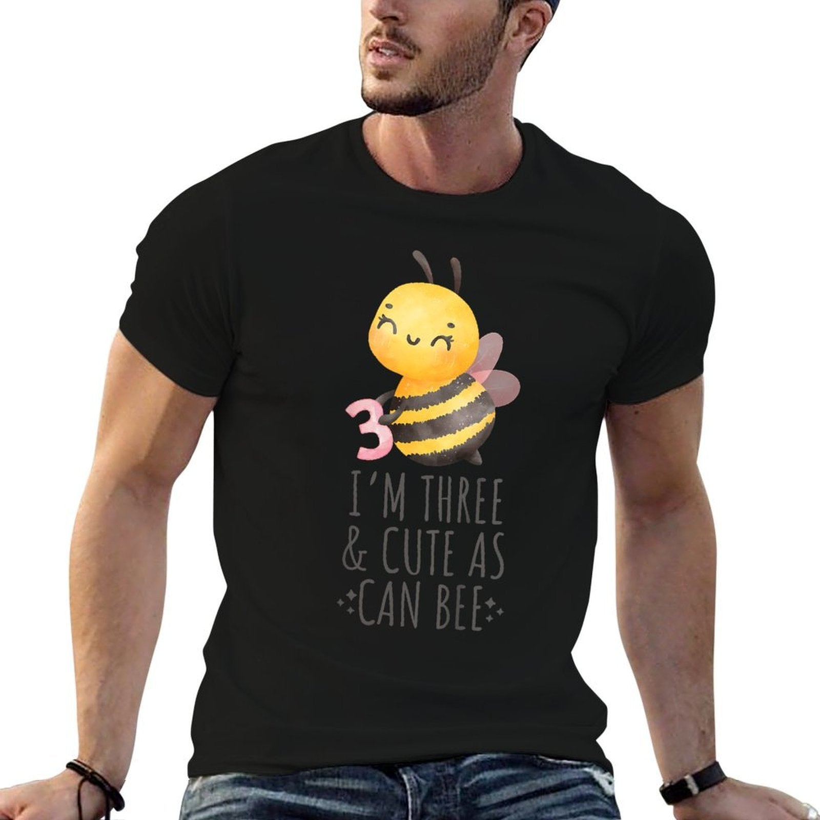 Kids I'm Three & Cute As Can Bee 3rd Third Birthday  Vintage-inspired T-Shirt
