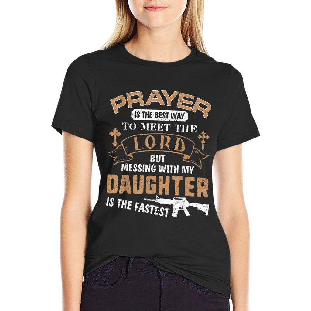 Father Day Funny For Proud Daddy Dad If You Mess My Daughter  Eco-friendly Material T-Shirt