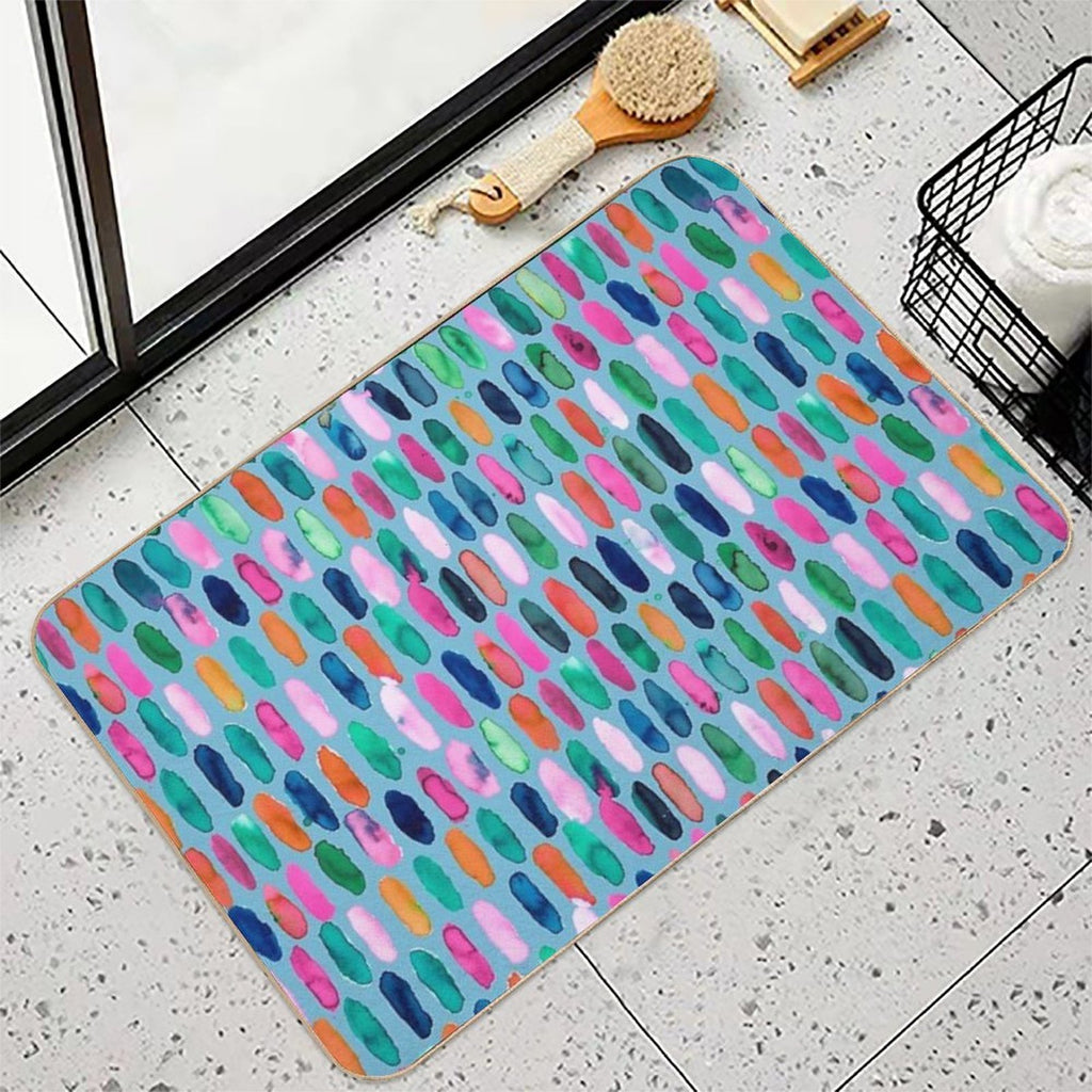 Watercolor Organic Shapes Geometric Print - Multicolor Blue Happiness Pills  Odorless Bath Mat